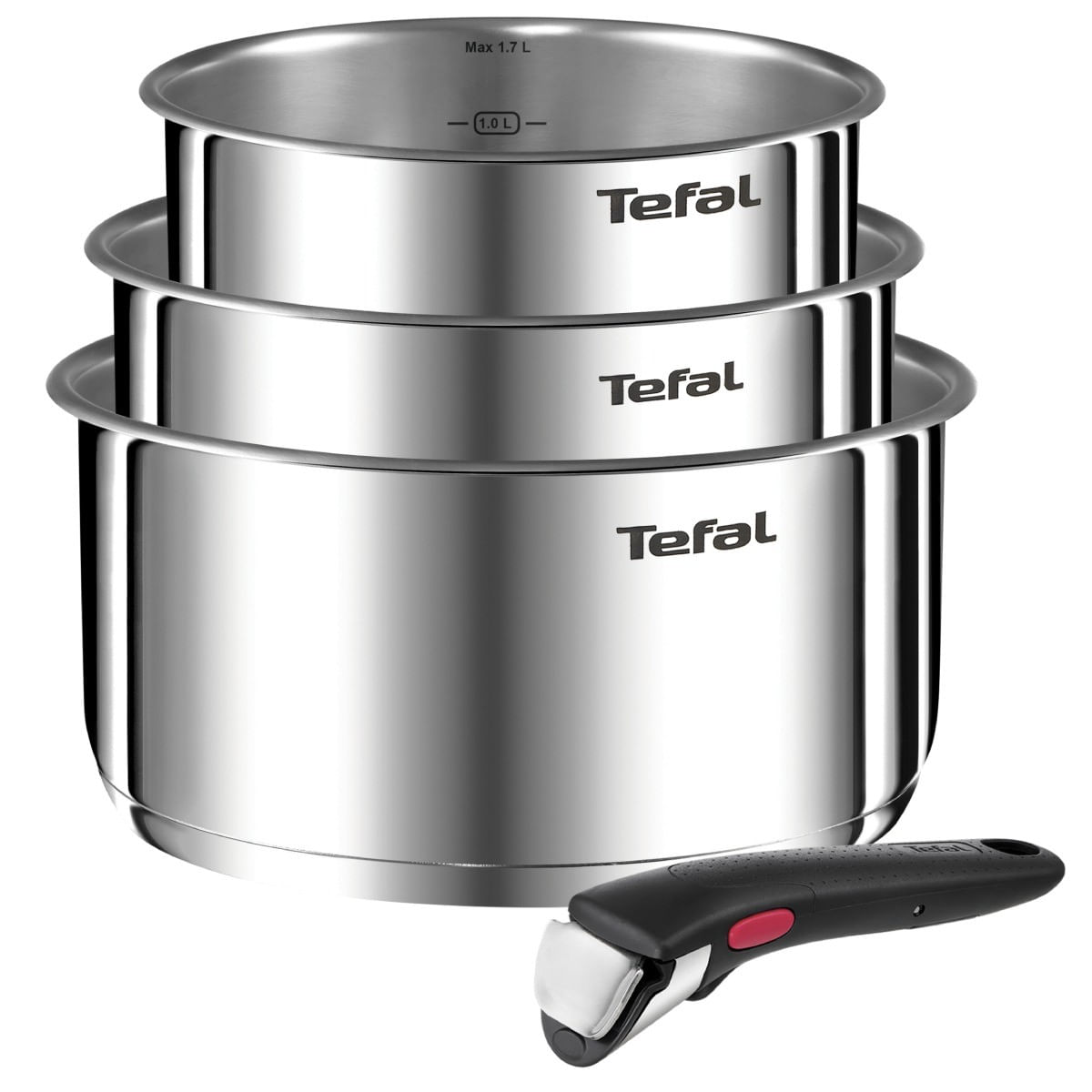 Set 4 piese Tefal Ingenio Emotion L8964S55, oale de 16 / 18 / 20 cm, maner detasabil rezistent, inductie, argintiu — imaginea 4