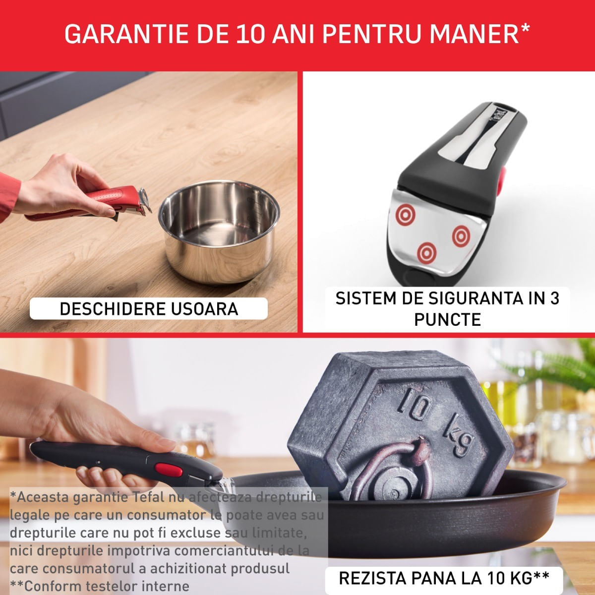 Set 4 piese Tefal Ingenio Emotion L8964S55, oale de 16 / 18 / 20 cm, maner detasabil rezistent, inductie, argintiu — imaginea 12