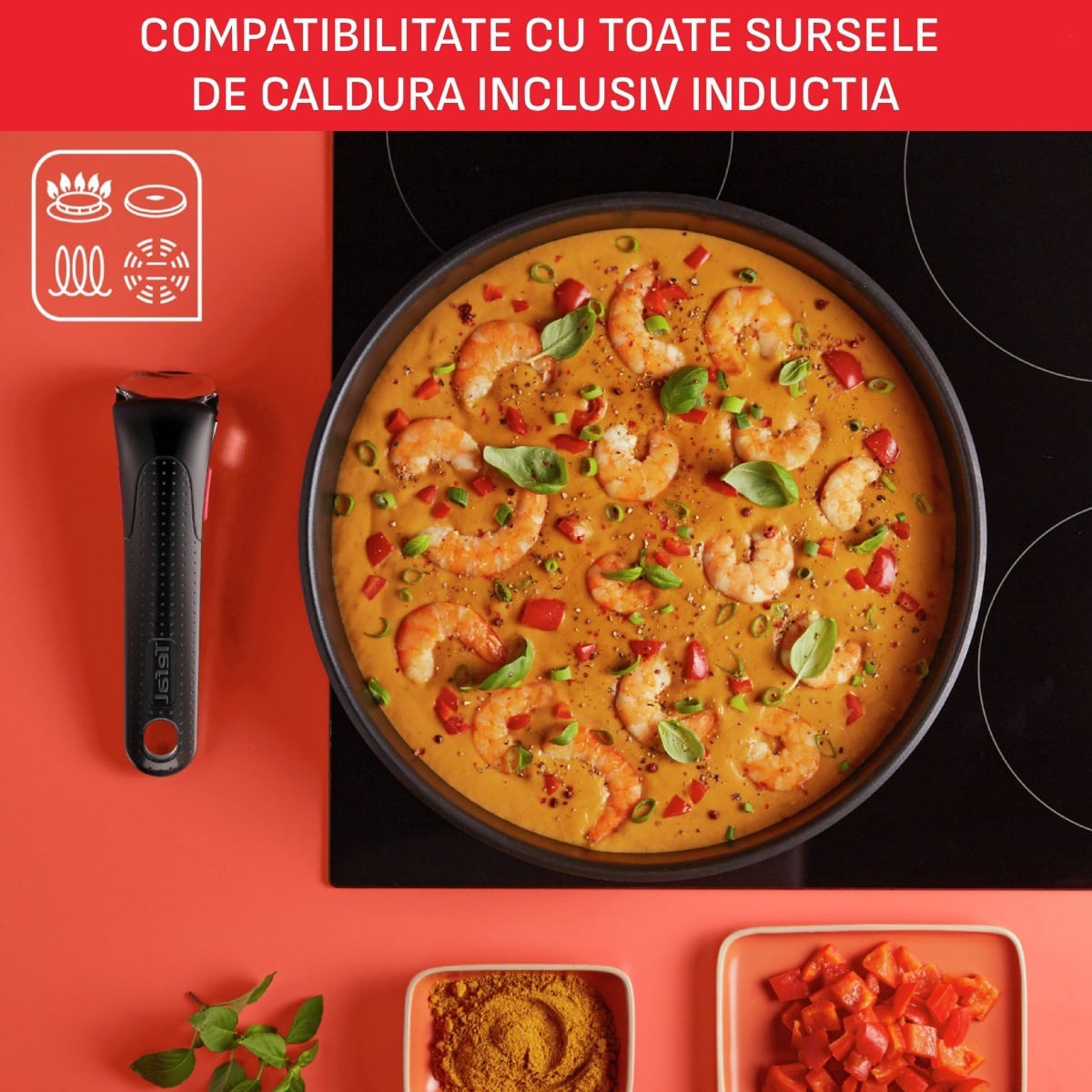 Set 4 piese Tefal Ingenio Emotion L8964S55, oale de 16 / 18 / 20 cm, maner detasabil rezistent, inductie, argintiu — imaginea 14
