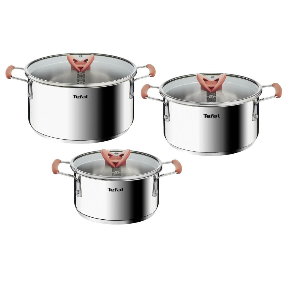 Set 6 piese Tefal Opti'Space G720S674, cratita 18 cm, oala 20/24 cm, 3 capace de sticla, otel inoxidabil, manere — imaginea 3