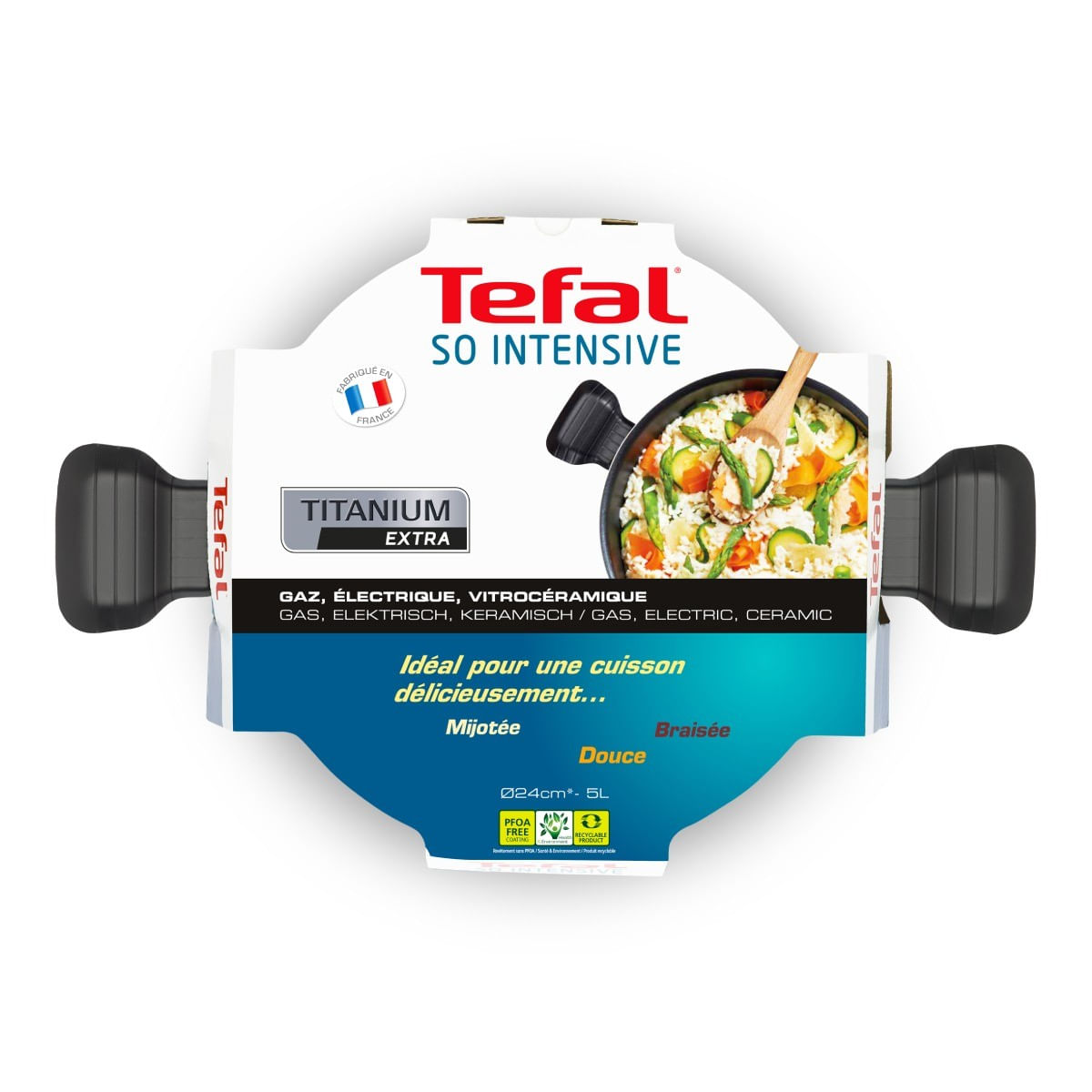 Oala cu capac Tefal So Intensive D5064662, 24 cm, aluminiu, invelis antiaderent Titanium Extra, capac din sticla — imaginea 3
