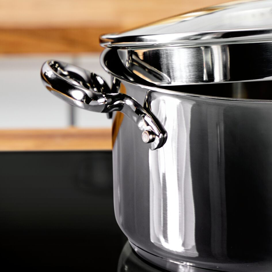 Set de 7 piese Tefal Duetto+ G719S735, oale cu capac de sticla 16 / 20 / 24 cm, cratita 16 cm, inductie, inox, manere — imaginea 3