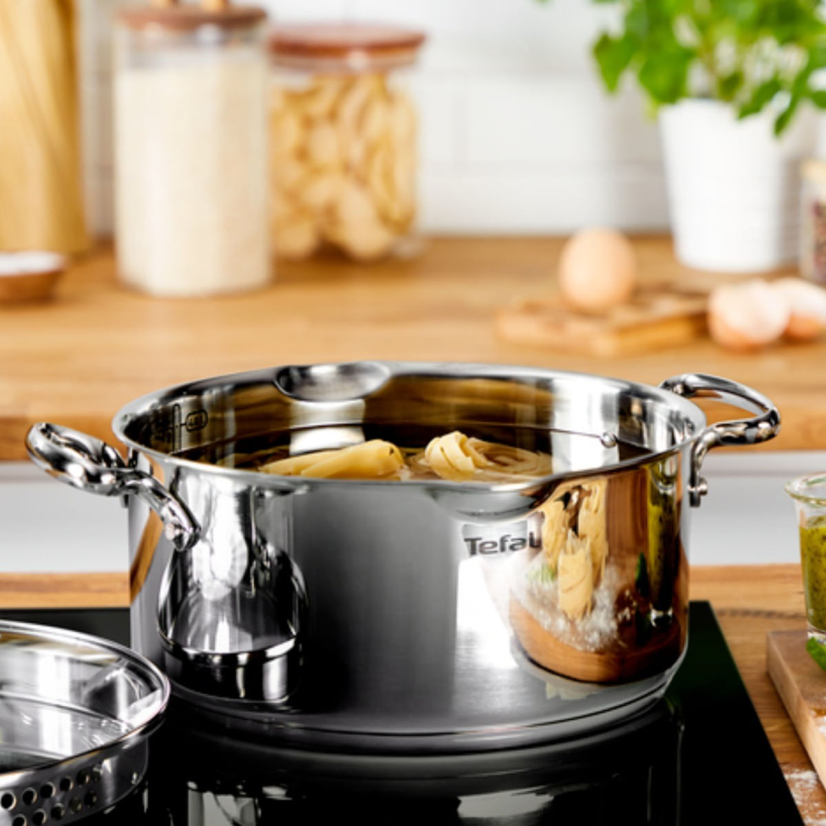 Set de 7 piese Tefal Duetto+ G719S735, oale cu capac de sticla 16 / 20 / 24 cm, cratita 16 cm, inductie, inox, manere — imaginea 7