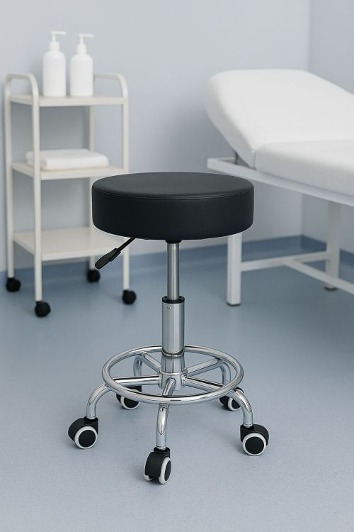 Scaun rotativ ergonomic pentru salon sau cabinet, reglabil pe inaltime 51-65 cm, sezut 34 cm din piele ecologica, maxim — imaginea 4