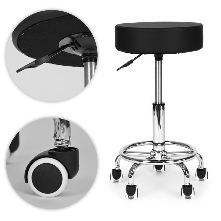 Scaun rotativ ergonomic pentru salon sau cabinet, reglabil pe inaltime 51-65 cm, sezut 34 cm din piele ecologica, maxim — imaginea 5
