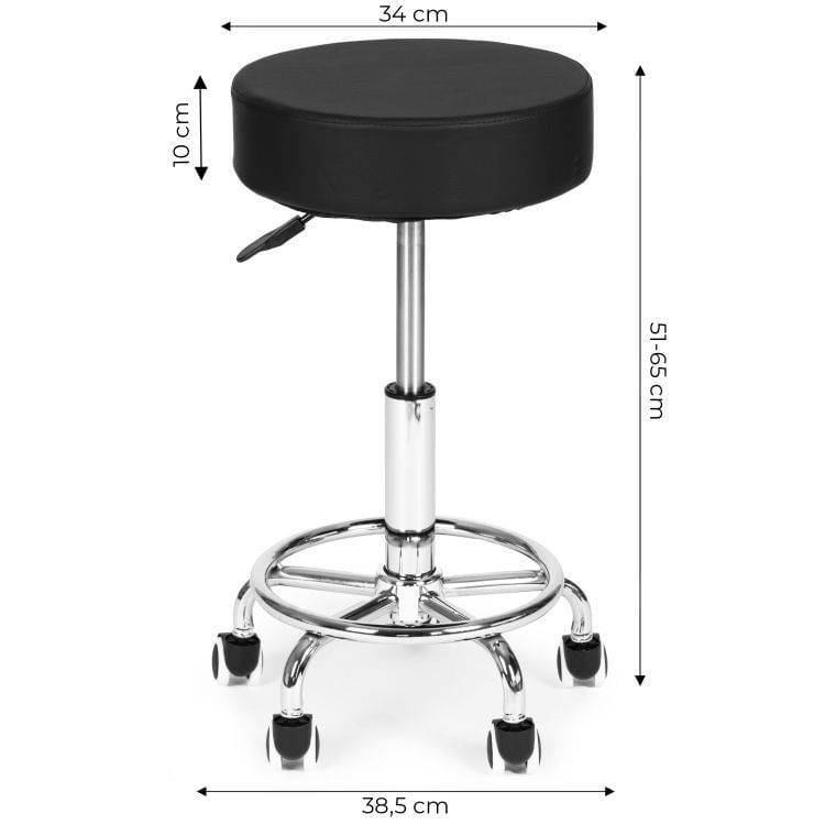 Scaun rotativ ergonomic pentru salon sau cabinet, reglabil pe inaltime 51-65 cm, sezut 34 cm din piele ecologica, maxim — imaginea 8