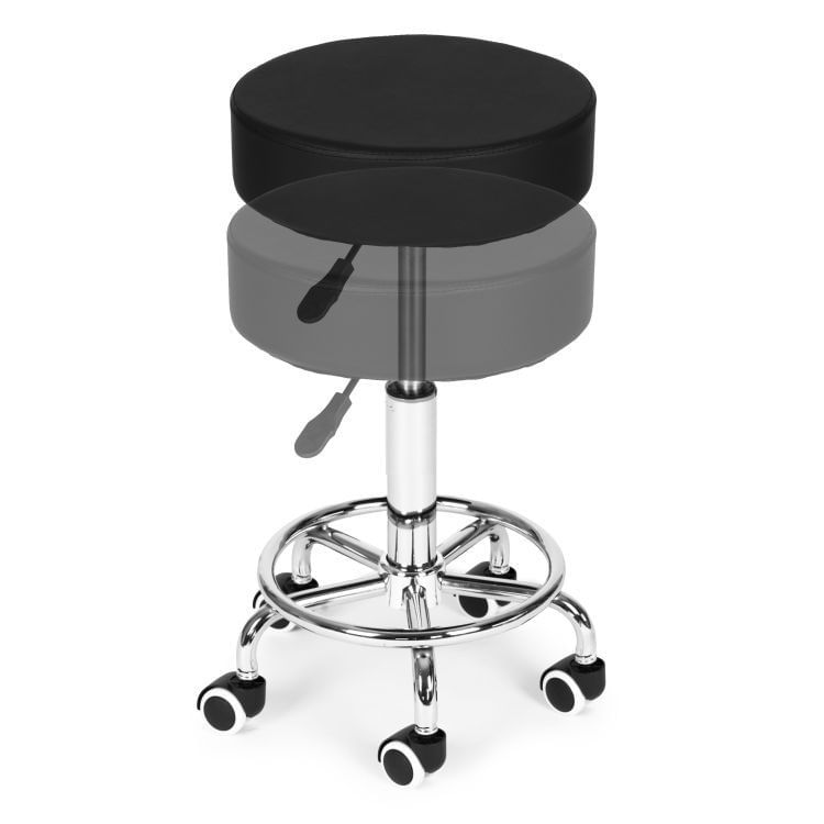 Scaun rotativ ergonomic pentru salon sau cabinet, reglabil pe inaltime 51-65 cm, sezut 34 cm din piele ecologica, maxim — imaginea 9