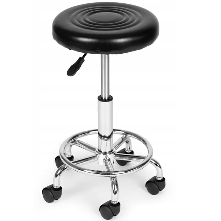 Scaun rotativ ergonomic pentru salon sau cabinet, reglabil pe inaltime 47-62 cm, sezut 34 cm din piele ecologica, maxim — imaginea 2