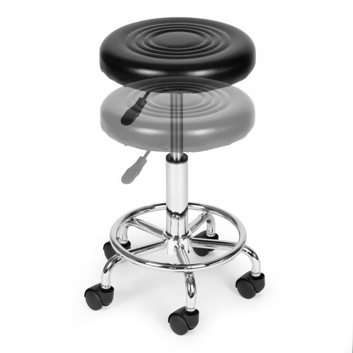 Scaun rotativ ergonomic pentru salon sau cabinet, reglabil pe inaltime 47-62 cm, sezut 34 cm din piele ecologica, maxim — imaginea 4