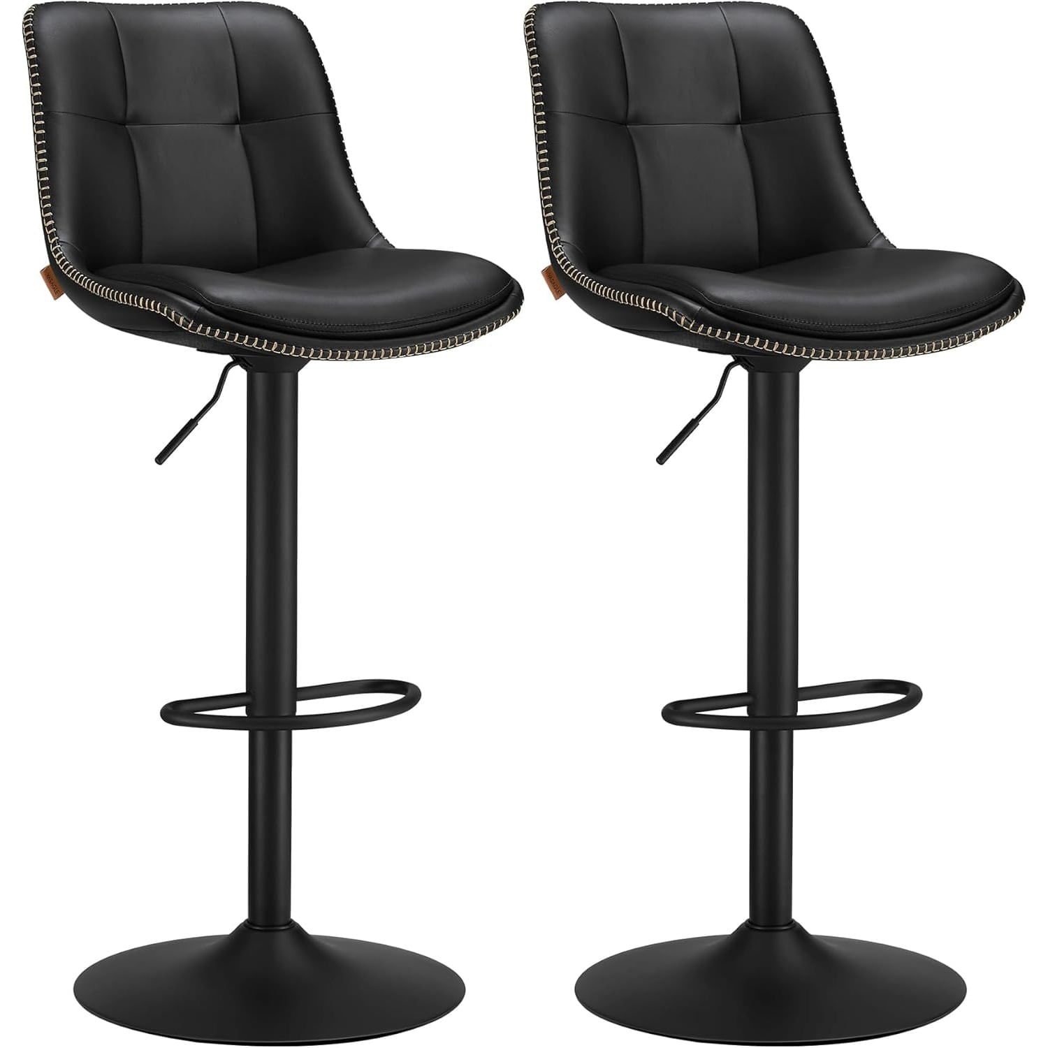 Set 2 scaune bar reglabile pe inaltime, rotative 360A°, cu spatar si suport pentru picioare, tapiterie PU — imaginea 7