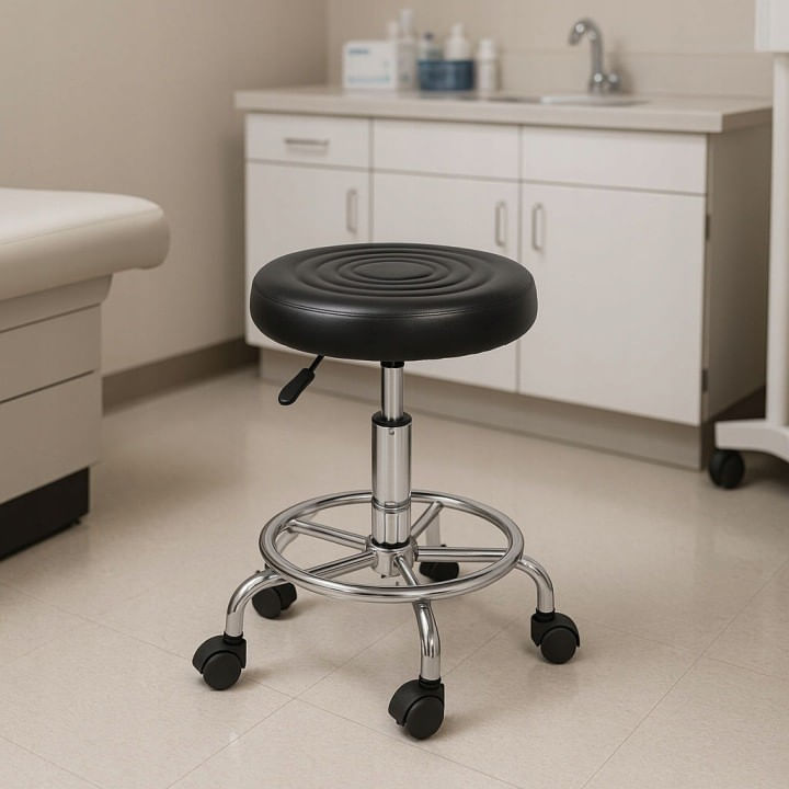 Scaun rotativ ergonomic pentru salon sau cabinet, reglabil pe inaltime 47-62 cm, sezut 34 cm din piele ecologica, maxim — imaginea 8