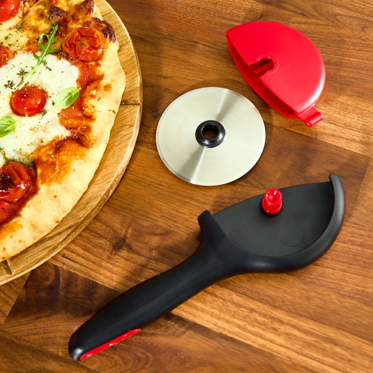 Cutit pizza Tefal Ingenio K1990334, inox, capac de protectie pentru lama, lama detasabila, negru & rosu — imaginea 10