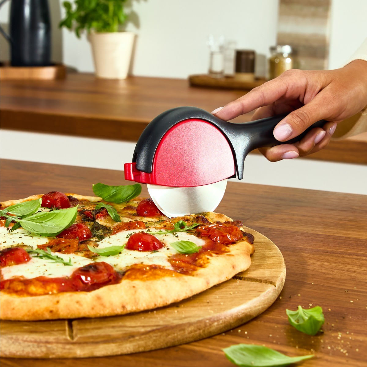 Cutit pizza Tefal Ingenio K1990334, inox, capac de protectie pentru lama, lama detasabila, negru & rosu — imaginea 12