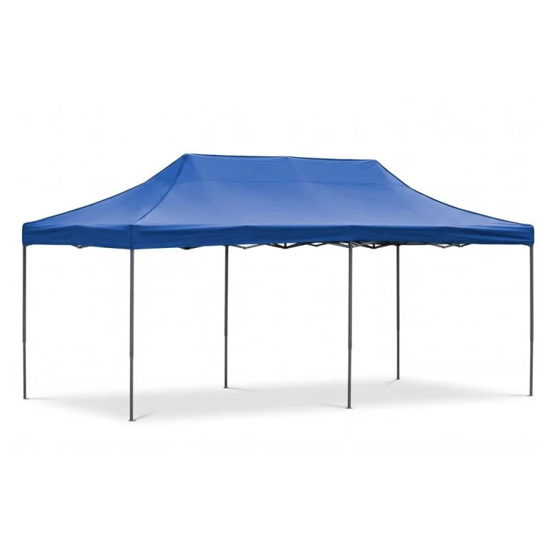 Cort pavilion de gradina, pliere rapida, 300x600 cm, inaltime reglabila, cu 3 pereti laterali, impermeabil, albastru — imaginea 2