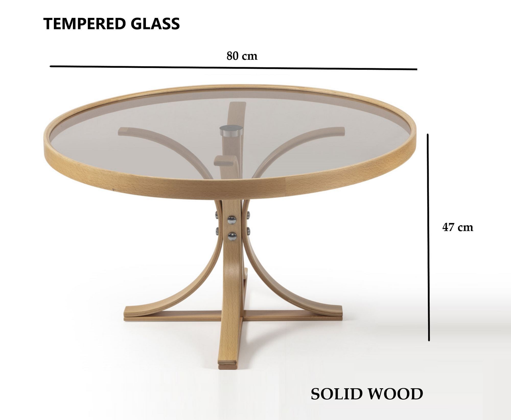 Masă de cafea Boston, 80 x 47 x 80 cm, lemn, design compact — imaginea 5