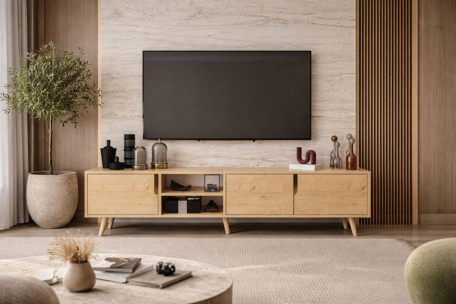 Comodă TV Latina 180, 180 x 30 x 53 cm, PAL melaminat, spațiu de depozitare, fixare pe perete, capacitate 30 kg — imaginea 2