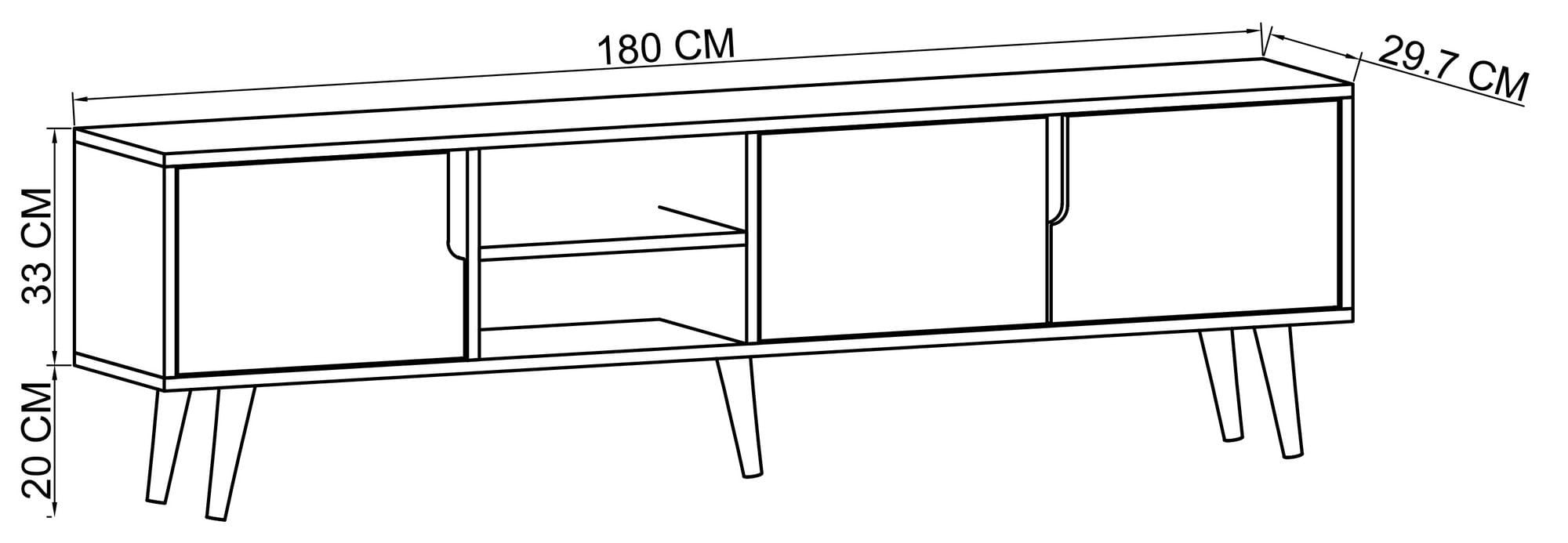 Comodă TV Latina 180, 180 x 30 x 53 cm, PAL melaminat, spațiu de depozitare, fixare pe perete, capacitate 30 kg — imaginea 4