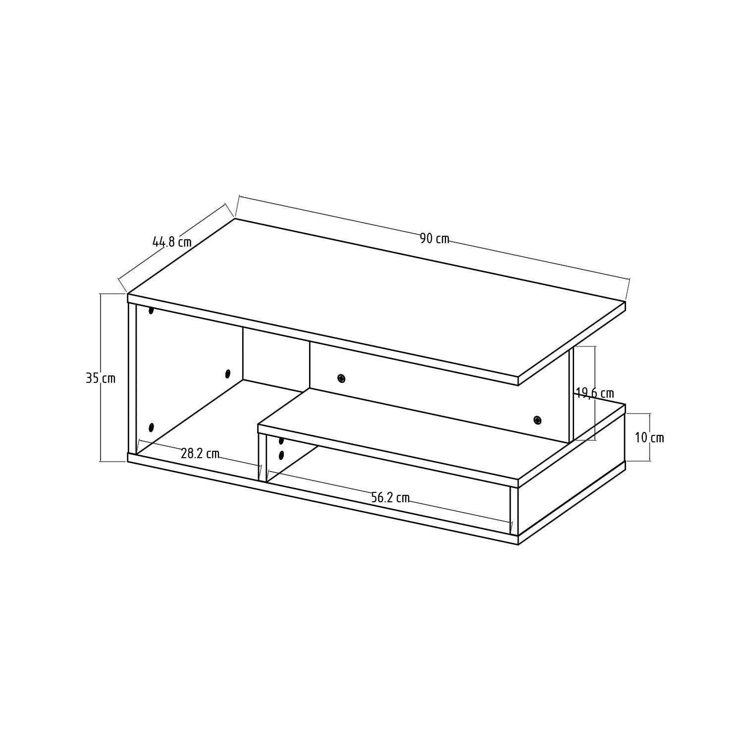 Masă de cafea Vera Mini, 90 x 35 x 44, 8 cm, PAL melaminat, design compact — imaginea 4