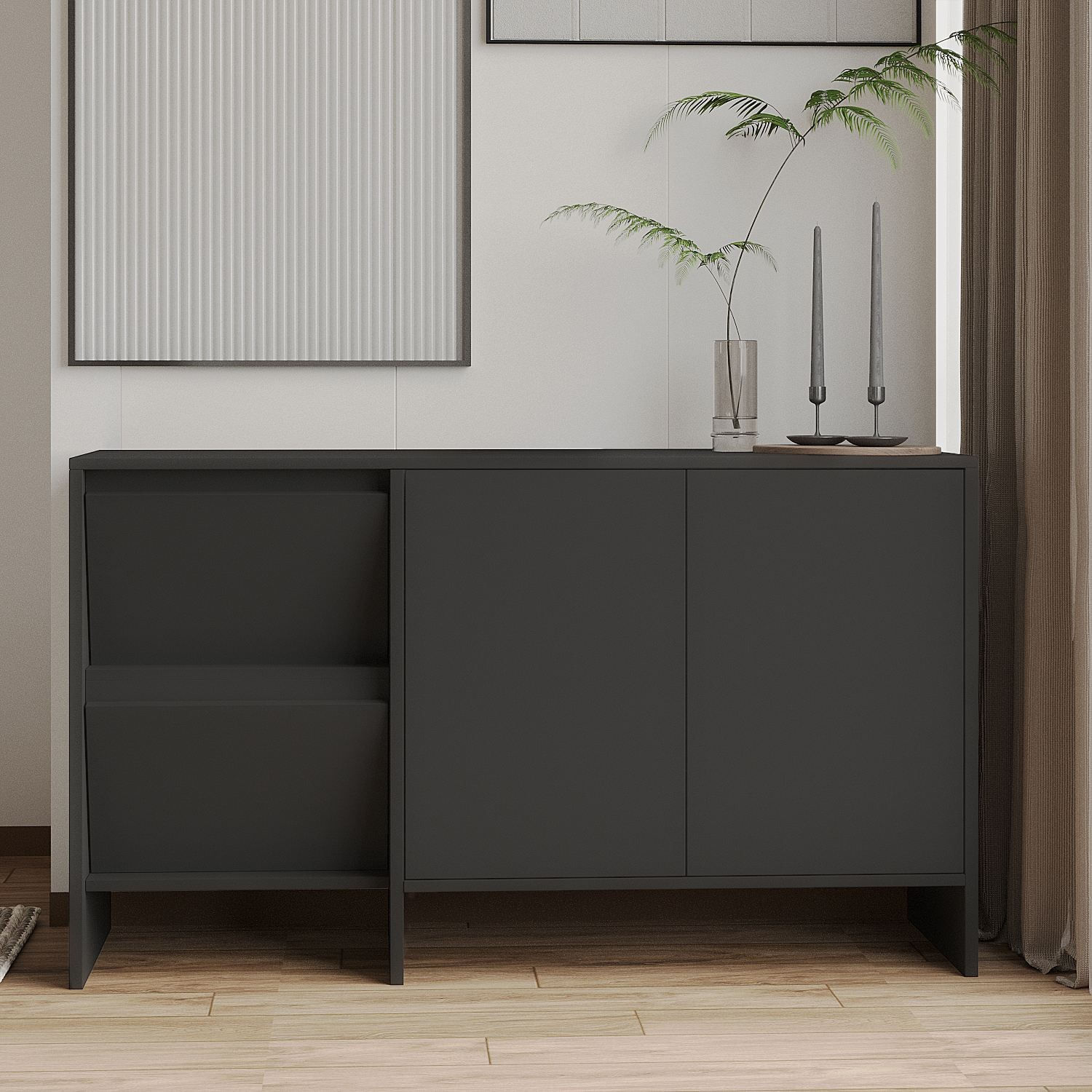 Consolă Laris 130, 130 x 81, 8 x 44 cm, PAL melaminat, spațiu de depozitare, fixare pe perete — imaginea 2
