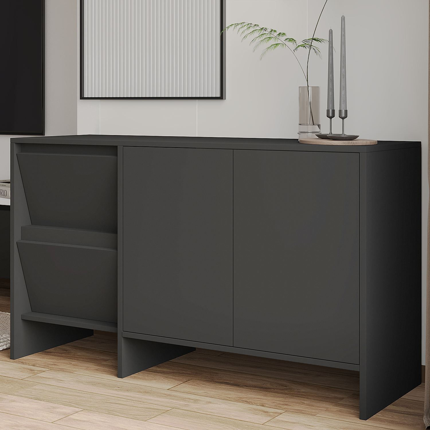 Consolă Laris 130, 130 x 81, 8 x 44 cm, PAL melaminat, spațiu de depozitare, fixare pe perete — imaginea 3