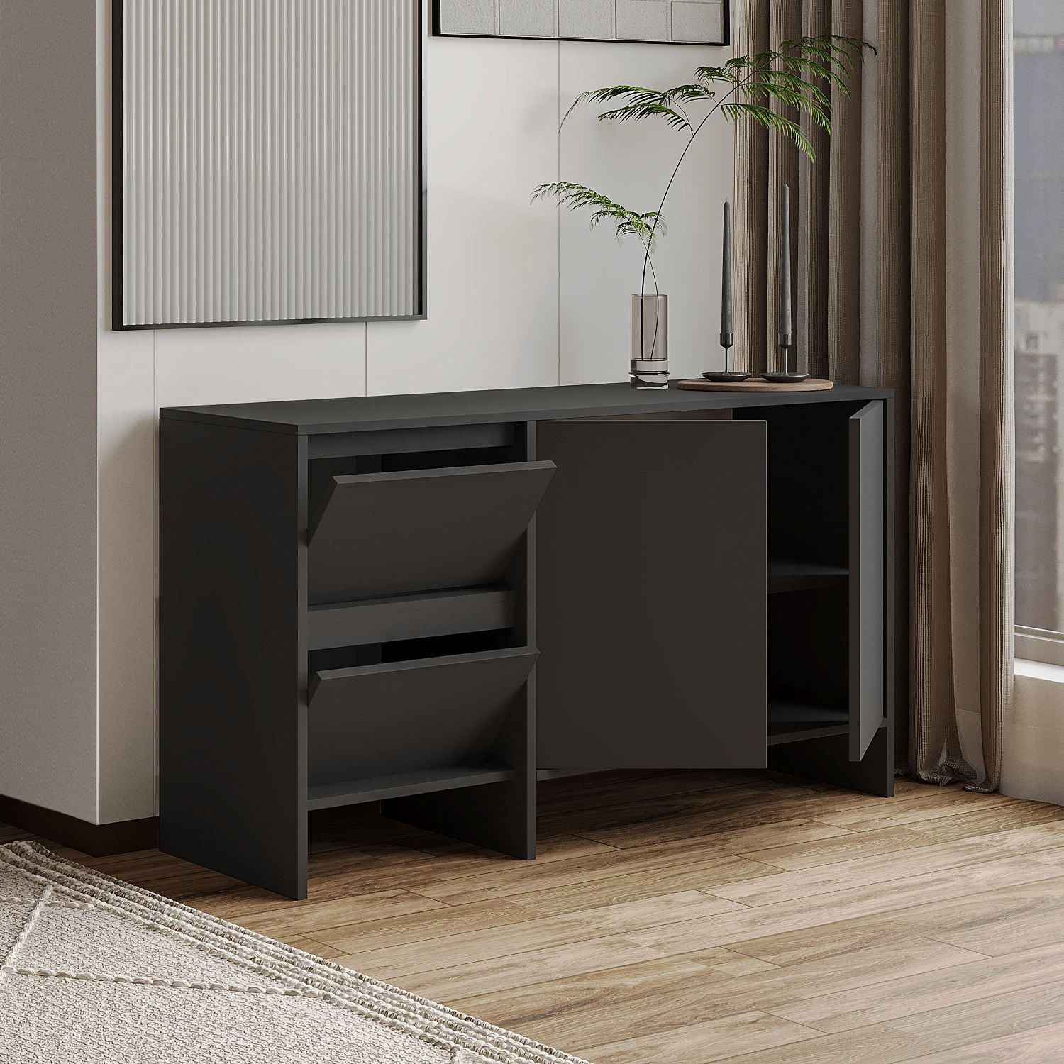 Consolă Laris 130, 130 x 81, 8 x 44 cm, PAL melaminat, spațiu de depozitare, fixare pe perete — imaginea 4