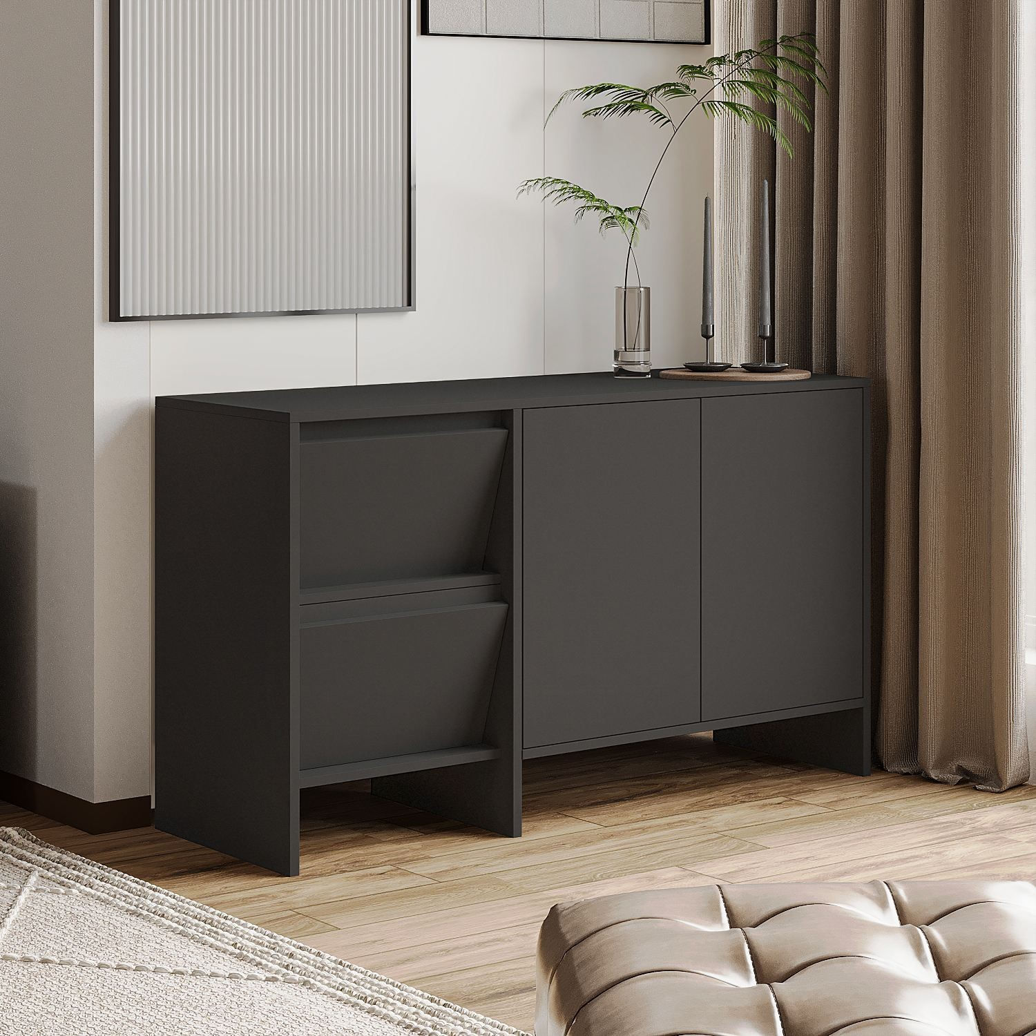 Consolă Laris 130, 130 x 81, 8 x 44 cm, PAL melaminat, spațiu de depozitare, fixare pe perete — imaginea 6