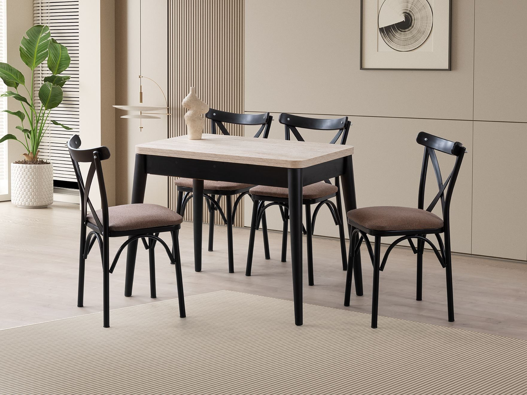 Masă dining Dolunay, 100 x 75 x 60 cm, PAL melaminat, capacitate 100 kg — imaginea 2