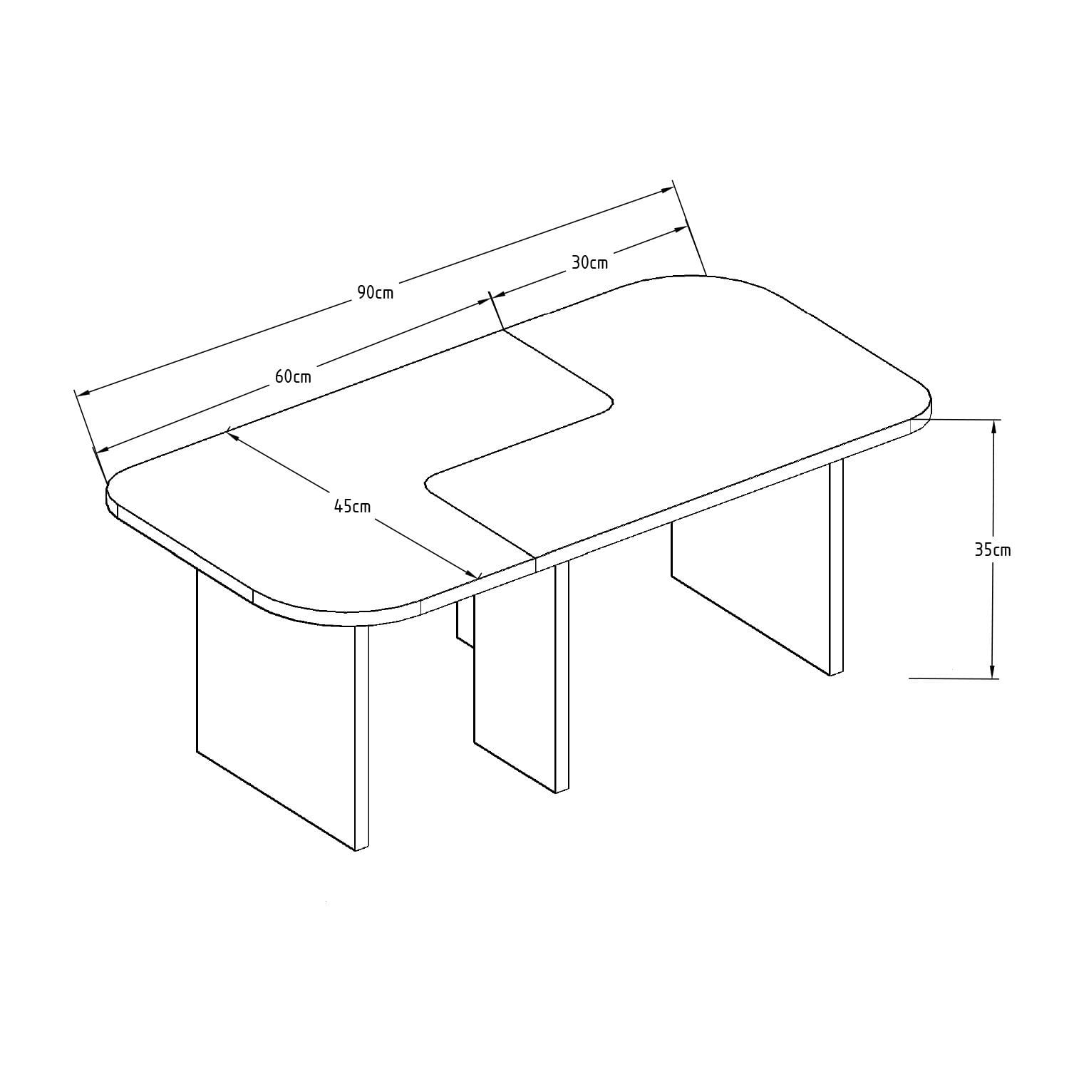 Masă de cafea Iris, 90 x 35 x 45 cm, PAL melaminat, design compact