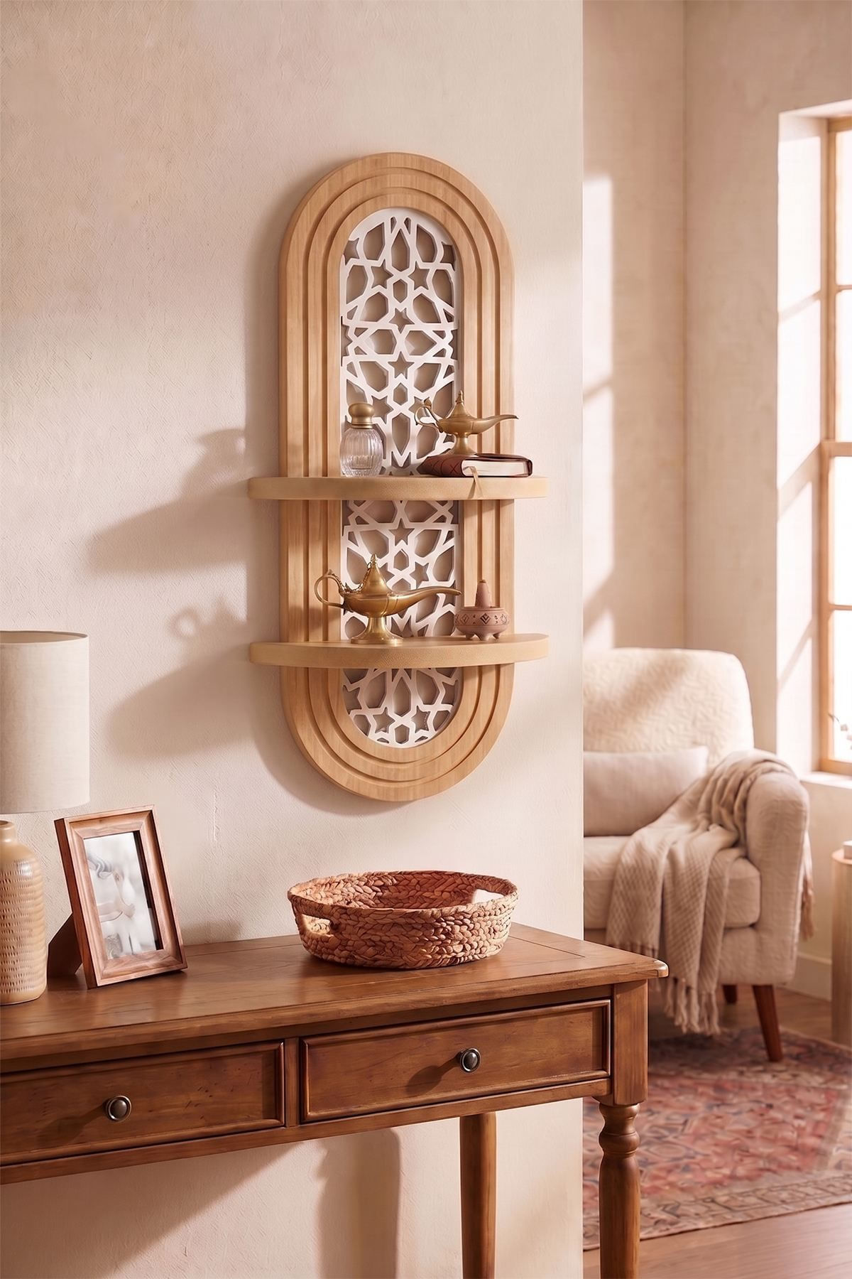 Raft de perete Artmtkwll5, 26 x 70 x 13 cm, MDF, design modern — imaginea 2