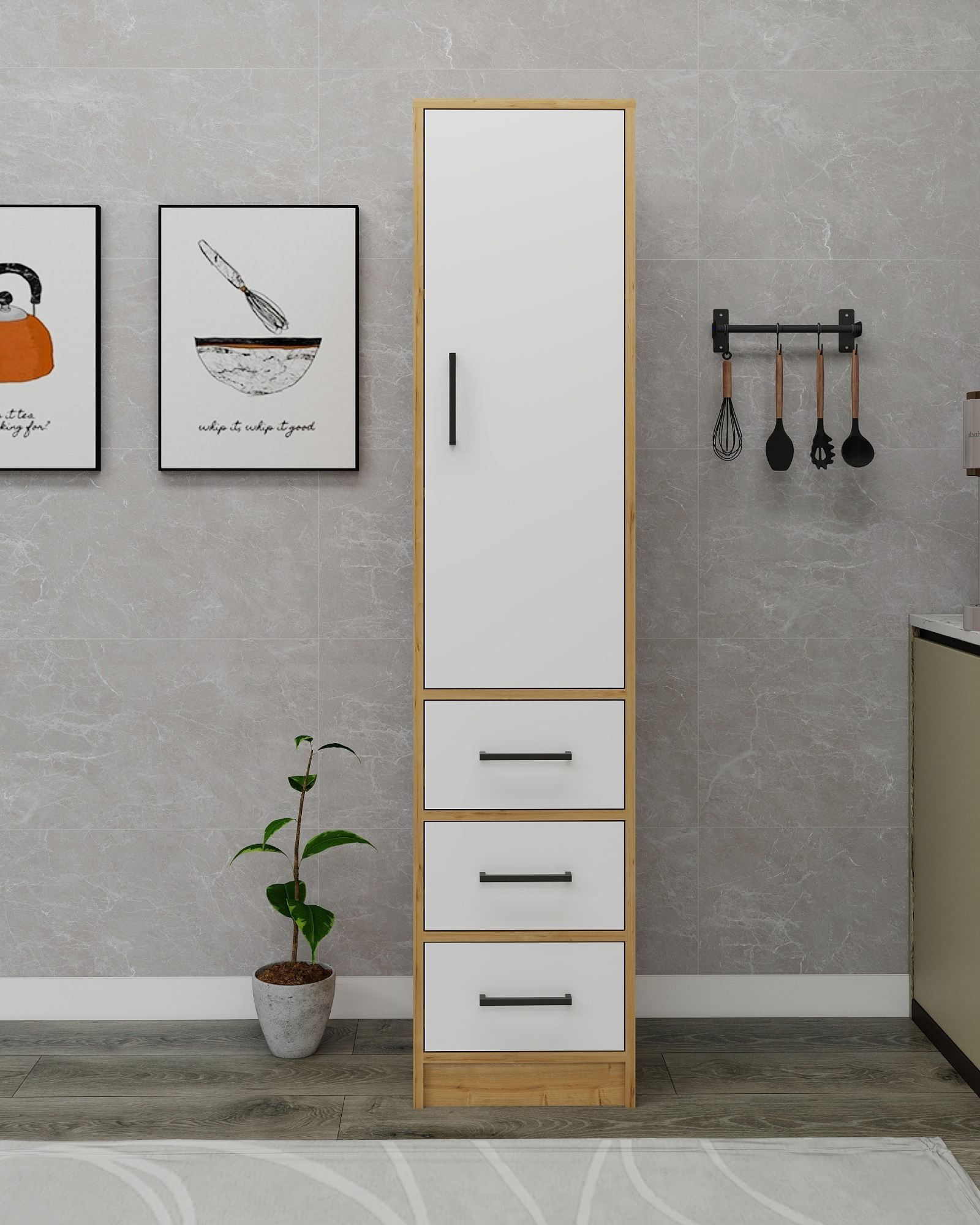 Dulap Modera, 40 x 181, 8 x 40 cm, PAL melaminat, spațiu de depozitare, fixare pe perete — imaginea 4