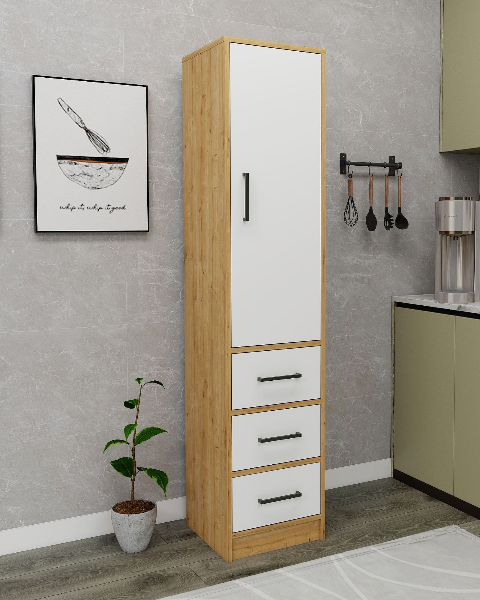 Dulap Modera, 40 x 181, 8 x 40 cm, PAL melaminat, spațiu de depozitare, fixare pe perete — imaginea 5