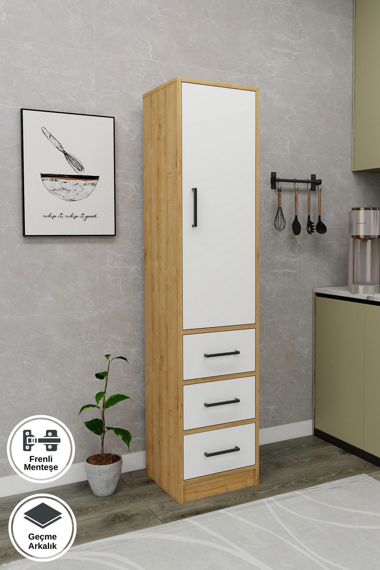 Dulap Modera, 40 x 181, 8 x 40 cm, PAL melaminat, spațiu de depozitare, fixare pe perete — imaginea 6