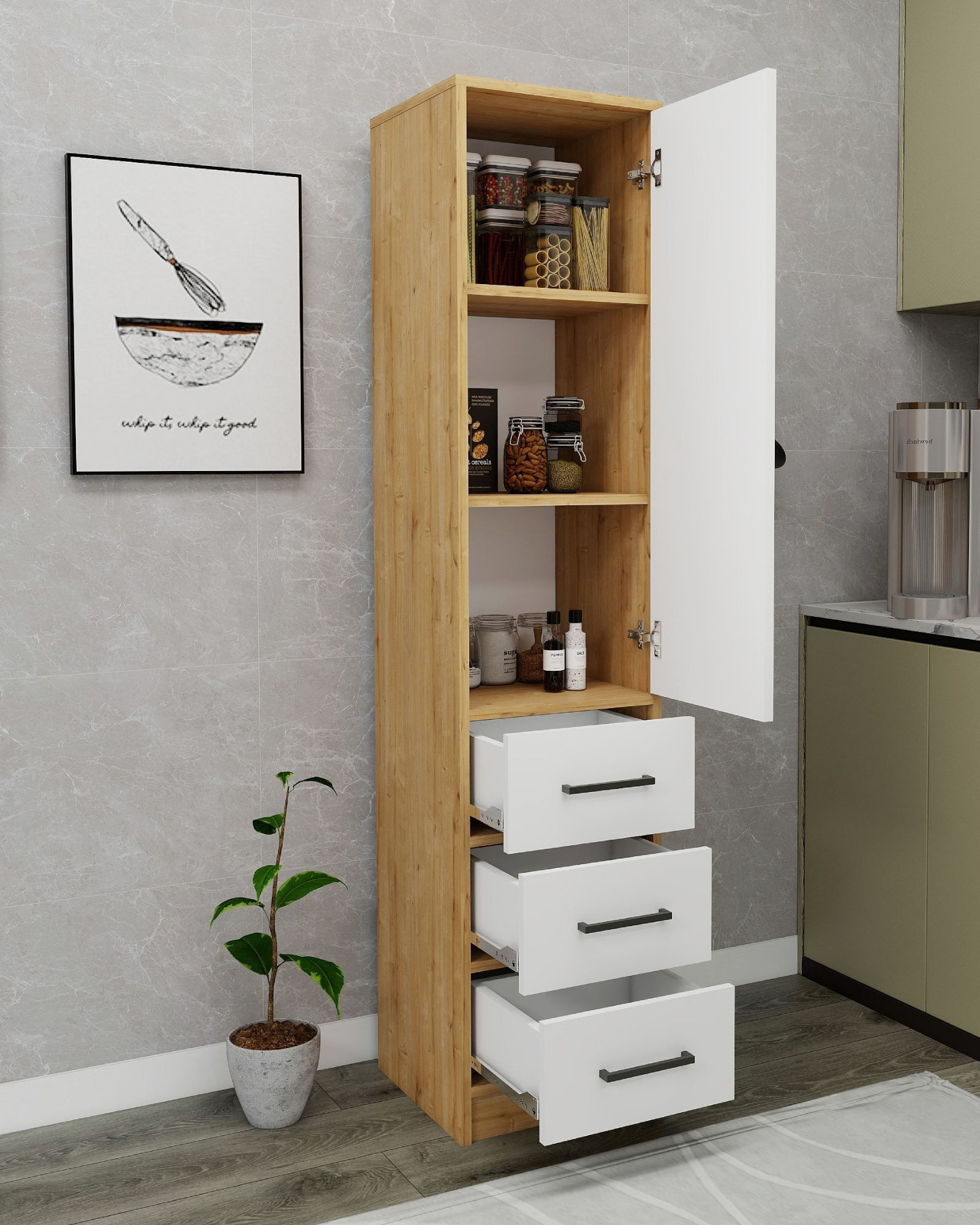 Dulap Modera, 40 x 181, 8 x 40 cm, PAL melaminat, spațiu de depozitare, fixare pe perete — imaginea 7