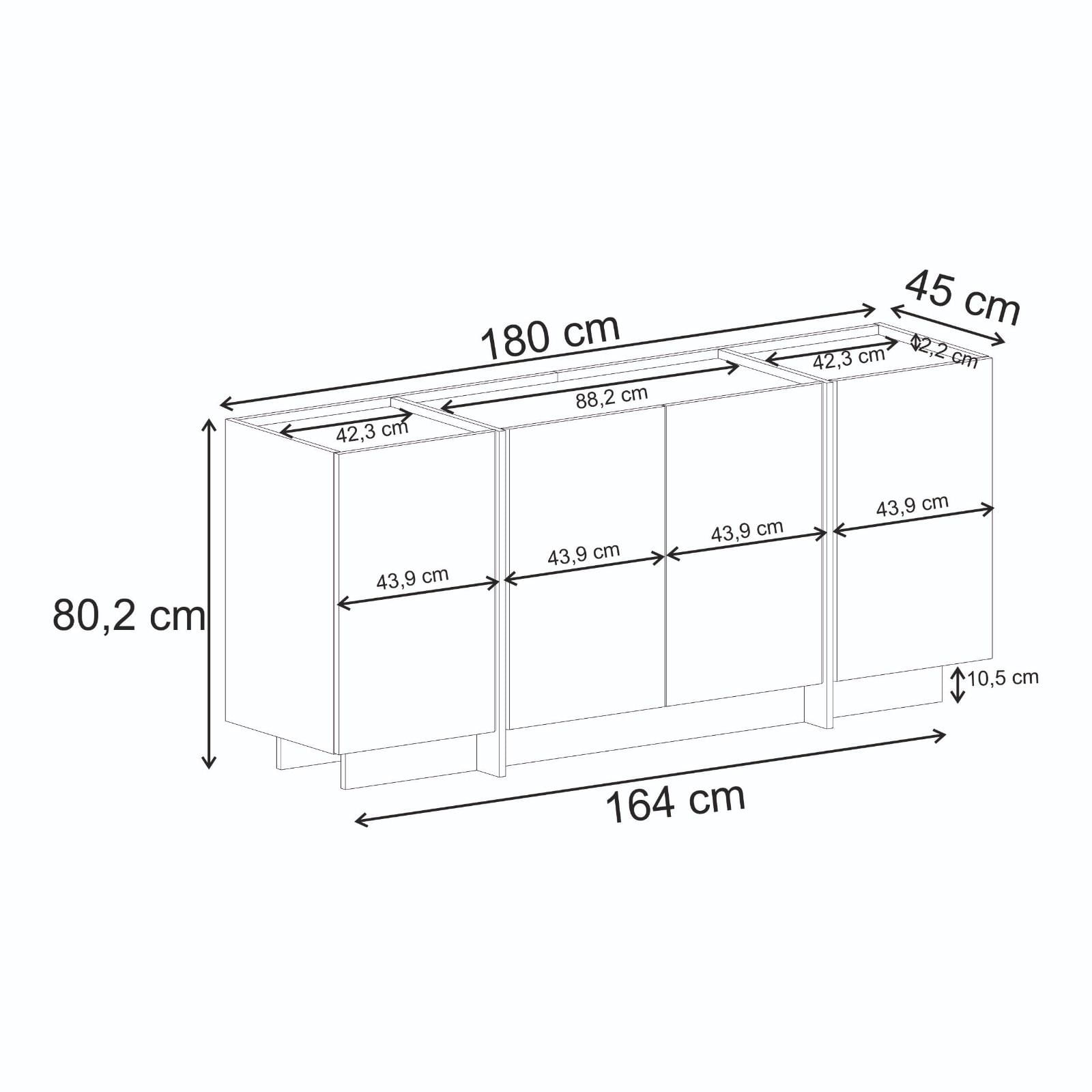 Consolă Dorma, 180 x 80 x 45 cm, PAL melaminat, spațiu de depozitare — imaginea 2