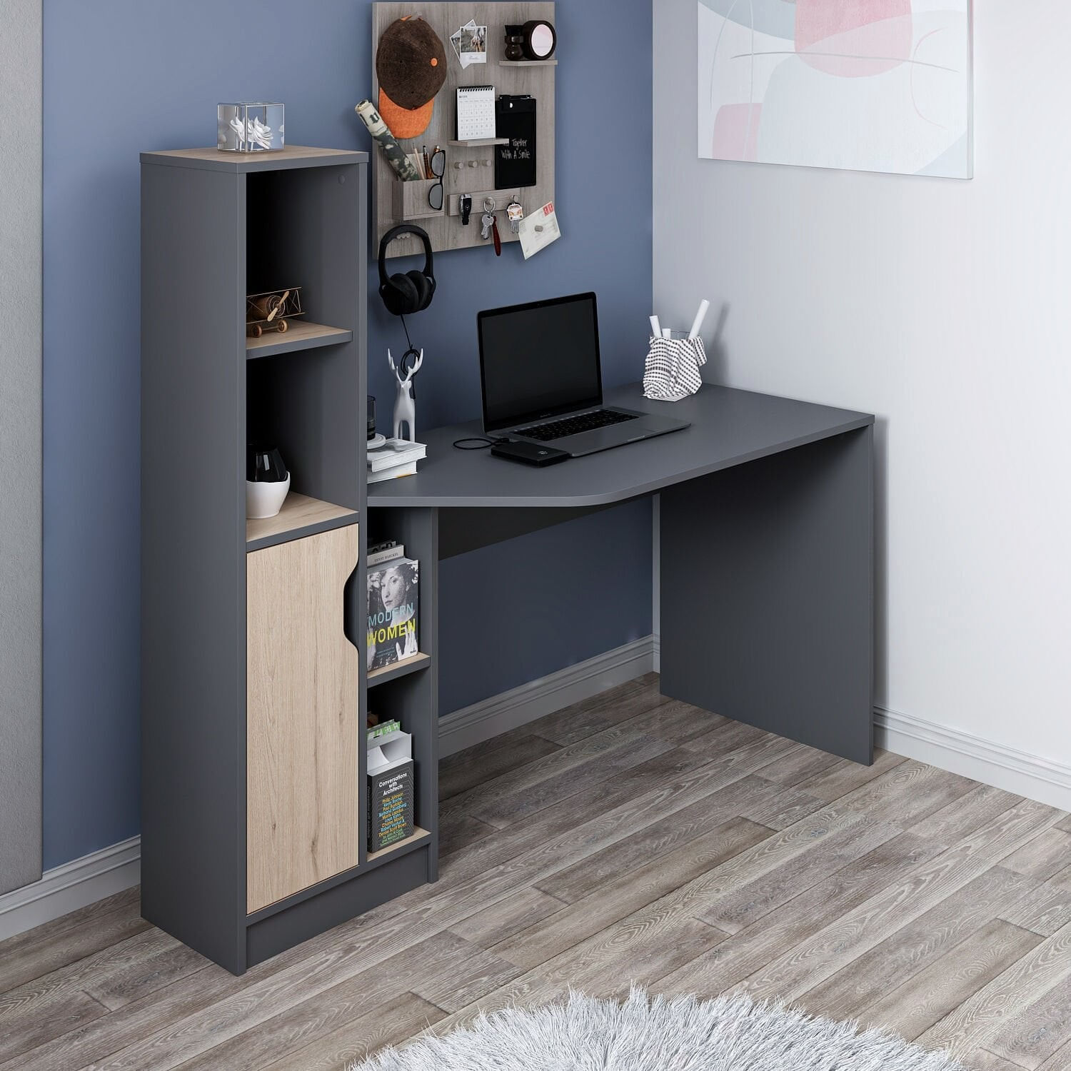 Birou Viora, 150 x 140 x 60 cm, PAL melaminat — imaginea 7