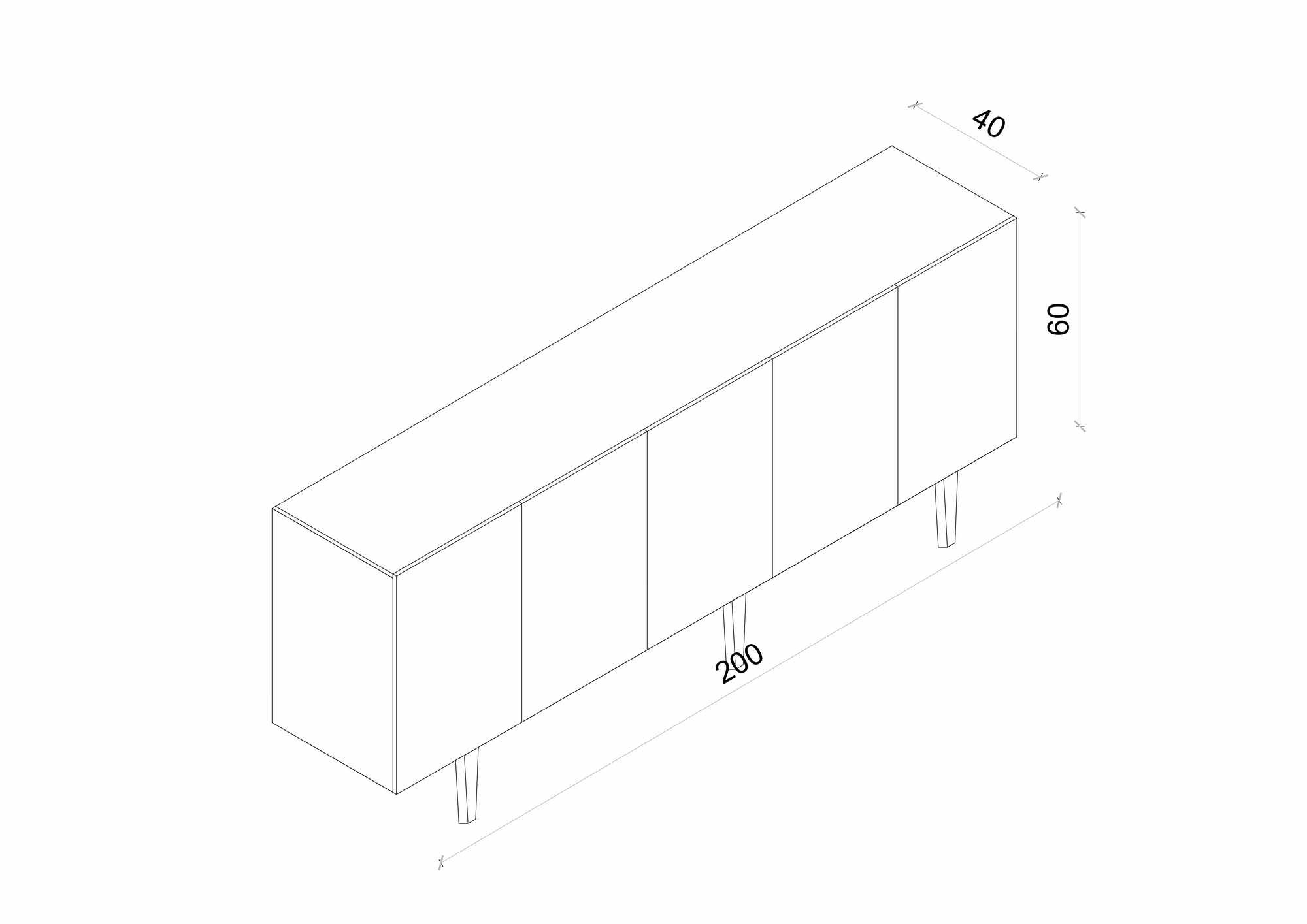 Consolă Capella 200, 200 x 60 x 40 cm, MDF, capacitate 40 kg — imaginea 3