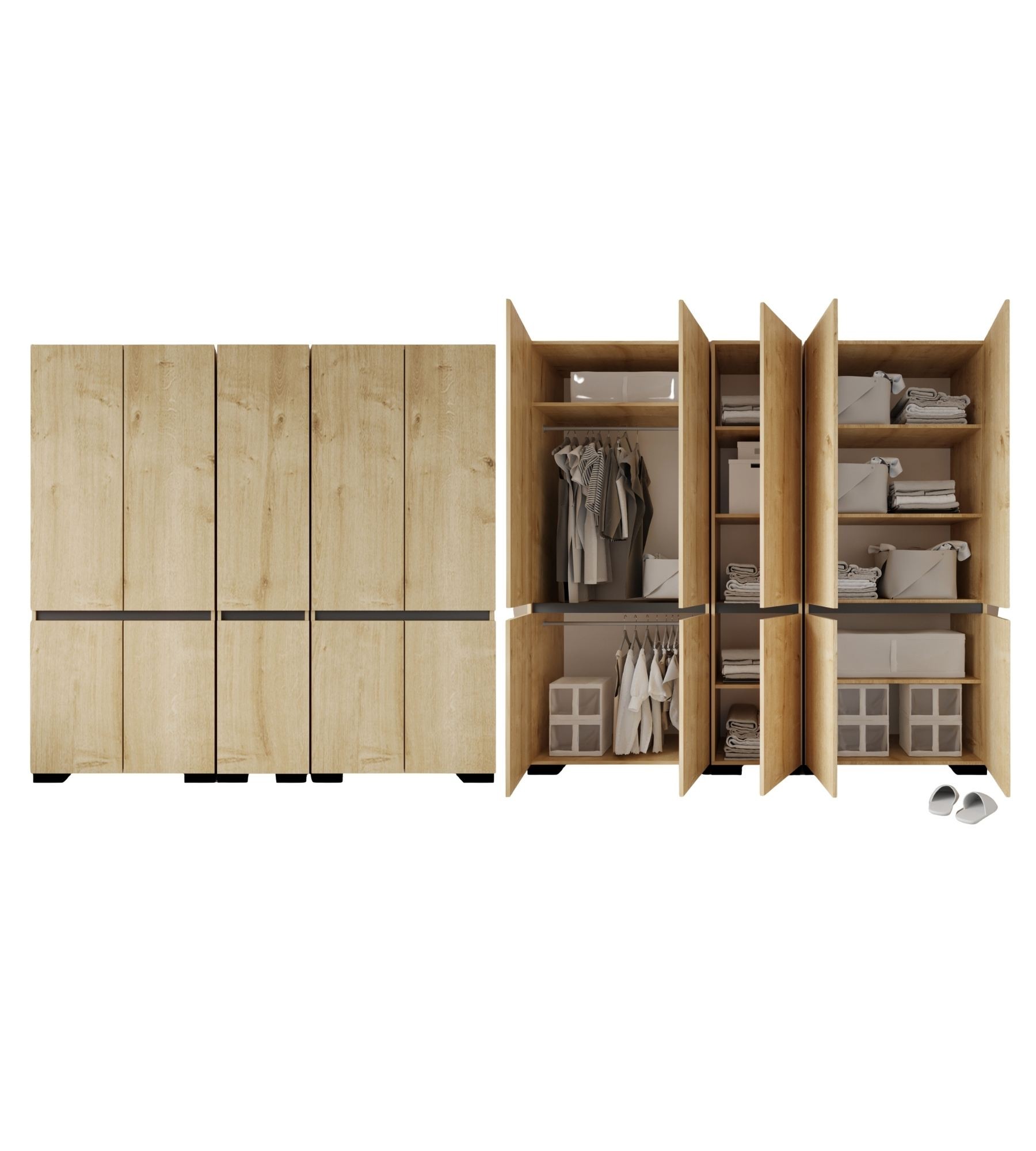 Dulap haine Floransa 225, 225 x 210 x 52 cm, PAL melaminat, spațiu de depozitare, fixare pe perete, capacitate 30 kg — imaginea 6