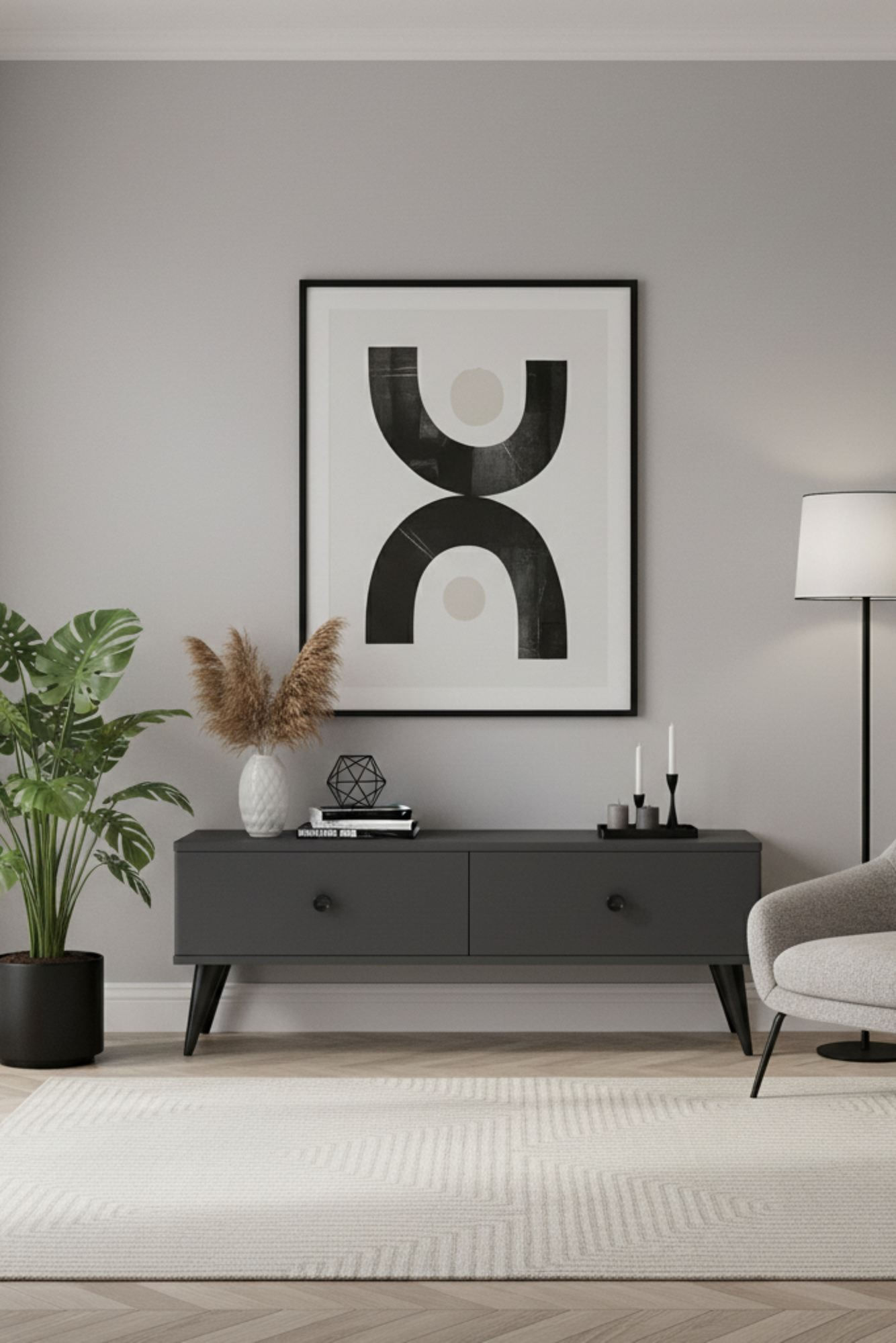 Comodă TV Mona 120, 120 x 40, 5 x 32 cm, PAL melaminat, fixare pe perete — imaginea 6