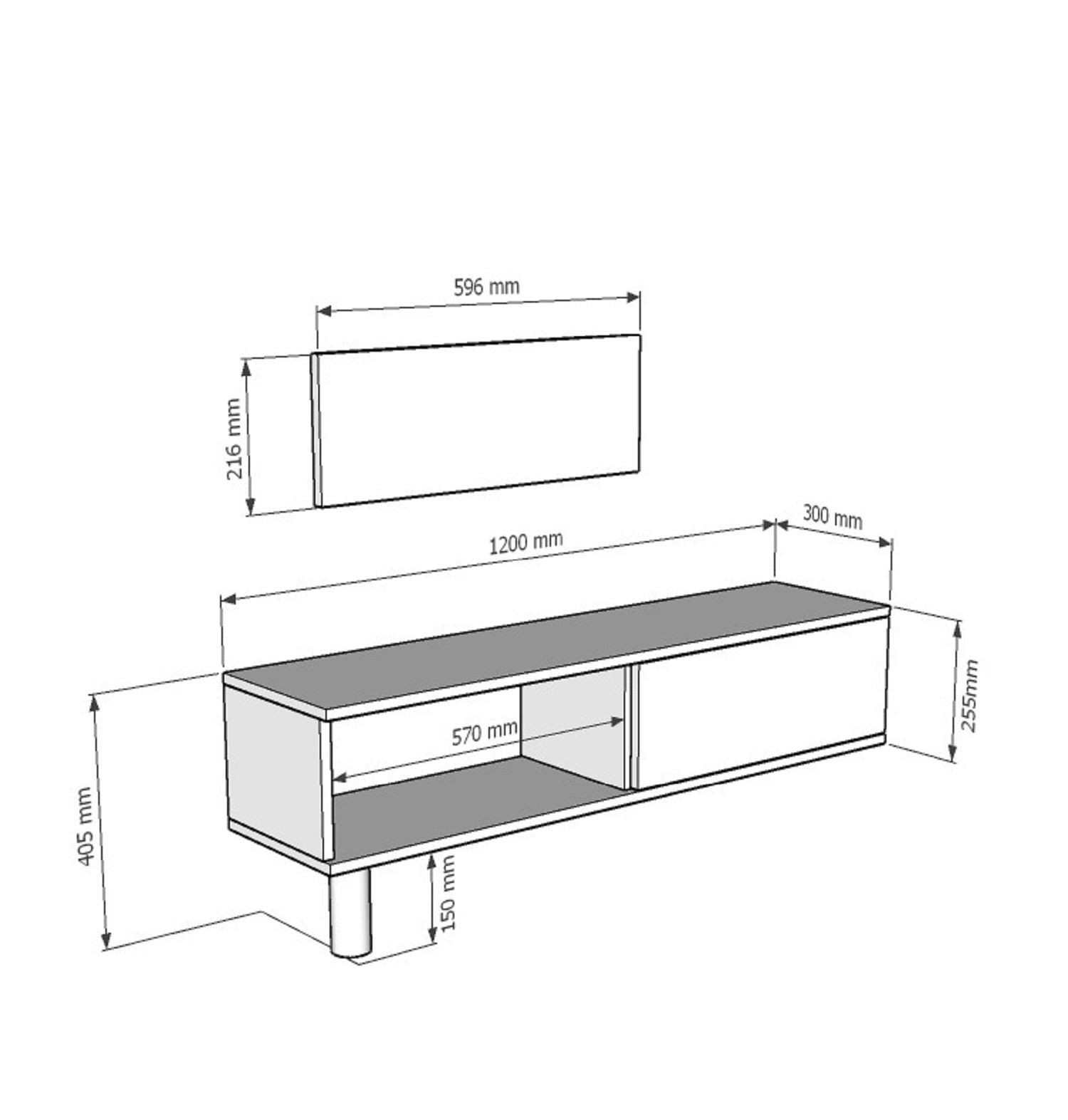 Comodă TV Mona 120, 120 x 40, 5 x 32 cm, PAL melaminat, fixare pe perete — imaginea 7
