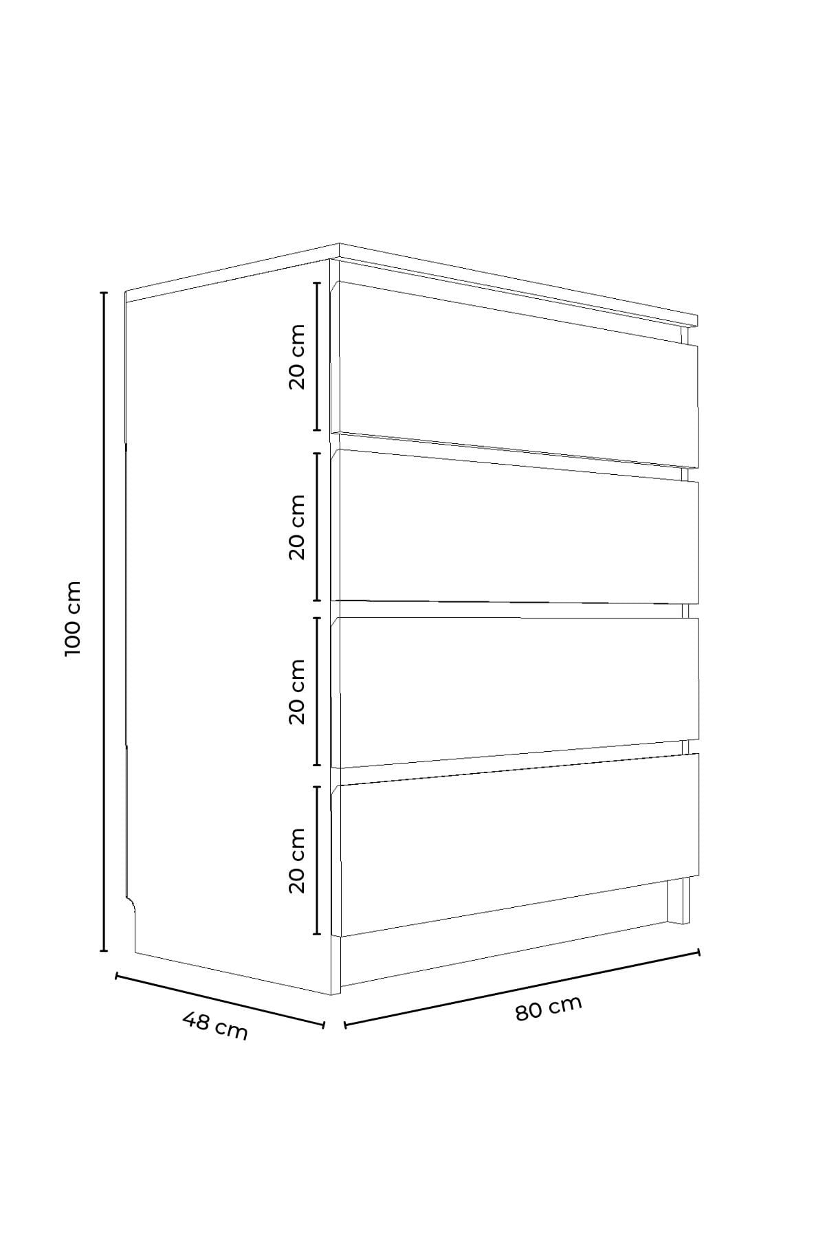 Comodă dormitor Derinkuyu 4, 80 x 100 x 48 cm, PAL melaminat, fixare pe perete, capacitate 10 kg — imaginea 2
