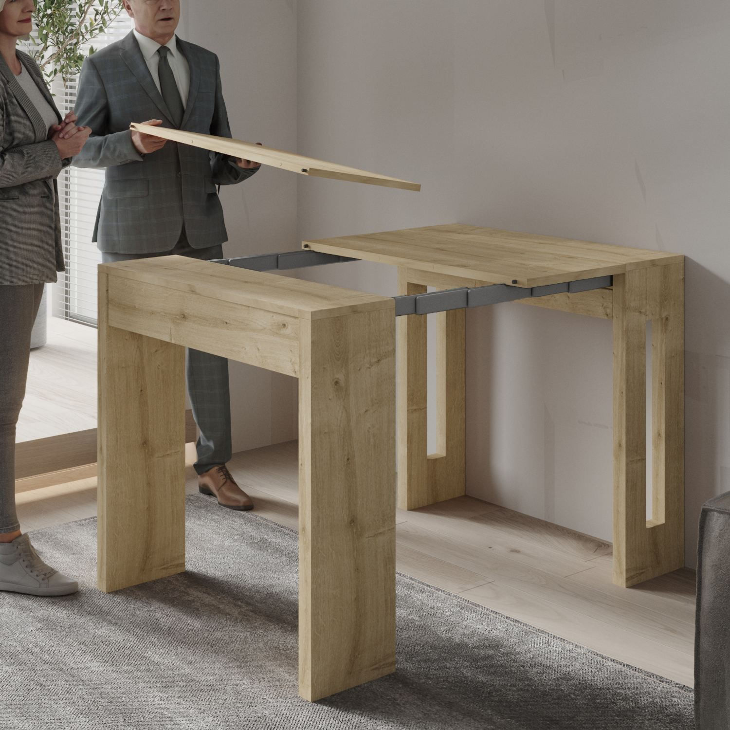 Consolă extensibilă Nivo, 80 x 76, 1 x 44 cm, PAL melaminat — imaginea 6