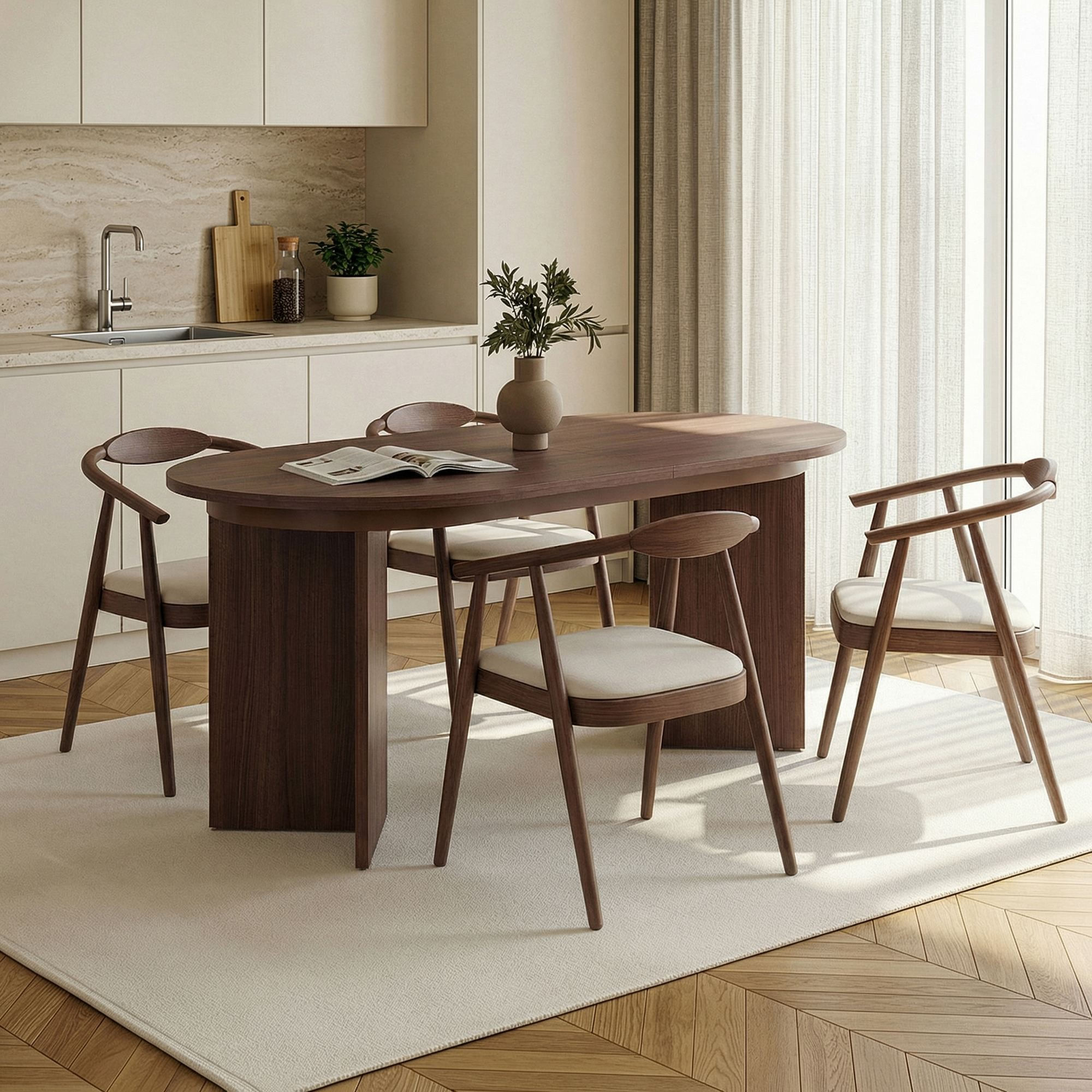 Masă dining Sorell, 160 x 75 x 90 cm, PAL melaminat — imaginea 7