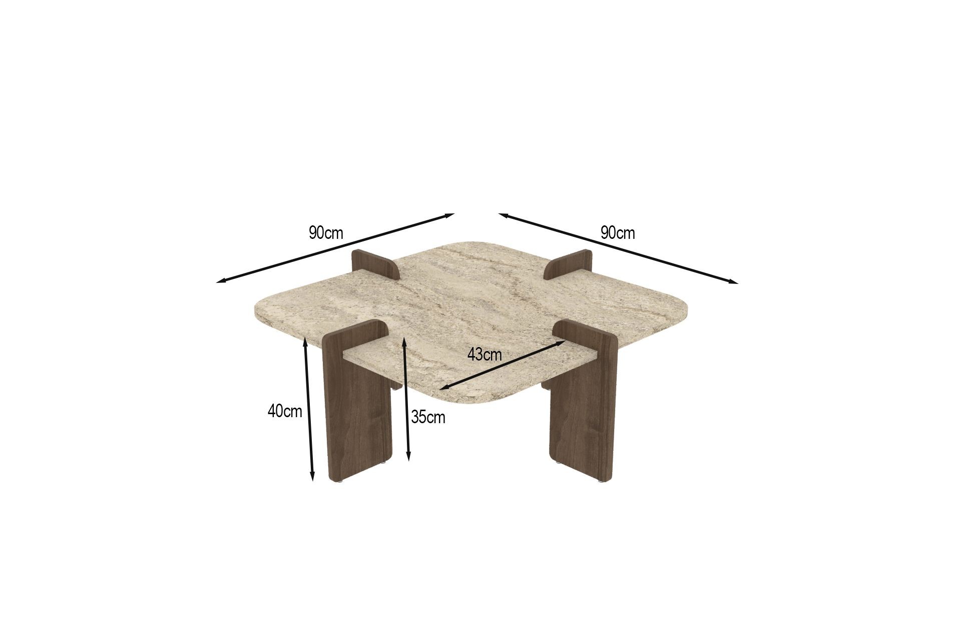 Masă de cafea Poalla, 90 x 35 x 90 cm, PAL melaminat, design compact — imaginea 2