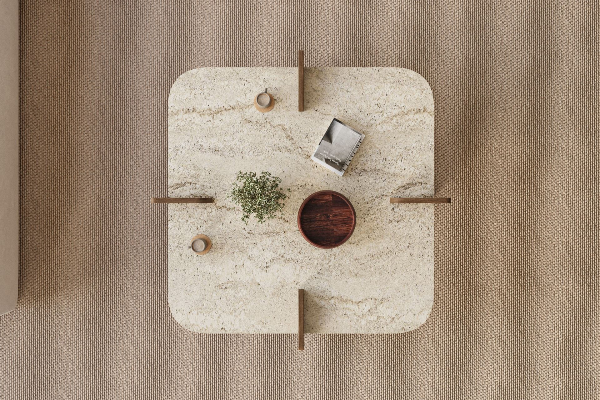 Masă de cafea Poalla, 90 x 35 x 90 cm, PAL melaminat, design compact — imaginea 5