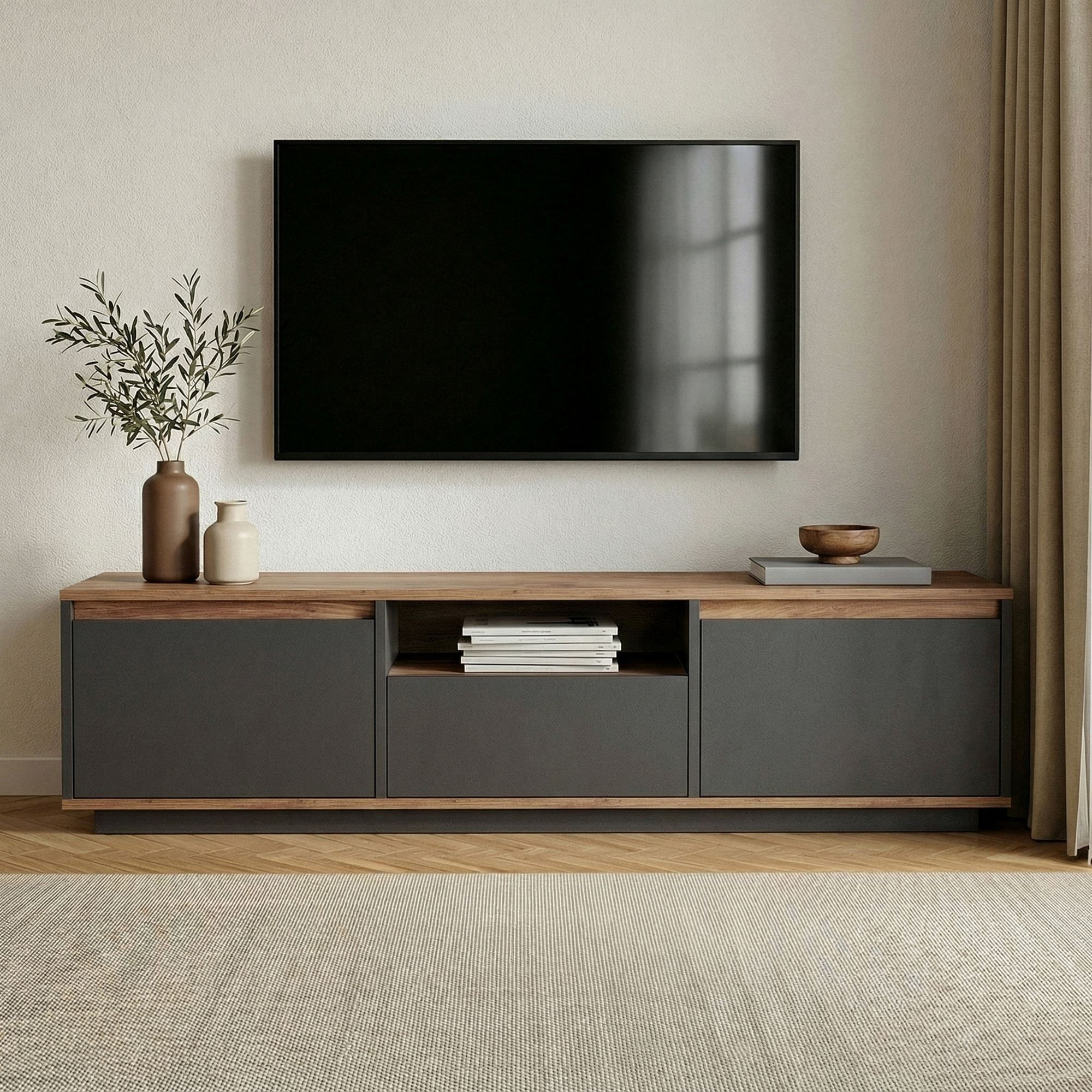 Comodă TV Sentinel, 160 x 42 x 30 cm, PAL melaminat — imaginea 8