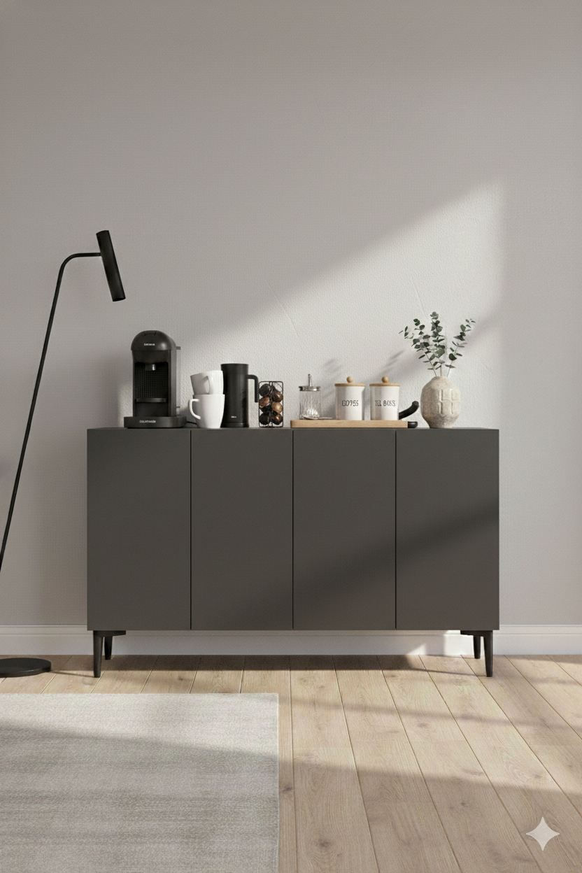 Consola Aplos 120, 120 x 79 x 32 cm, PAL melaminat, spatiu de depozitare, fixare pe perete