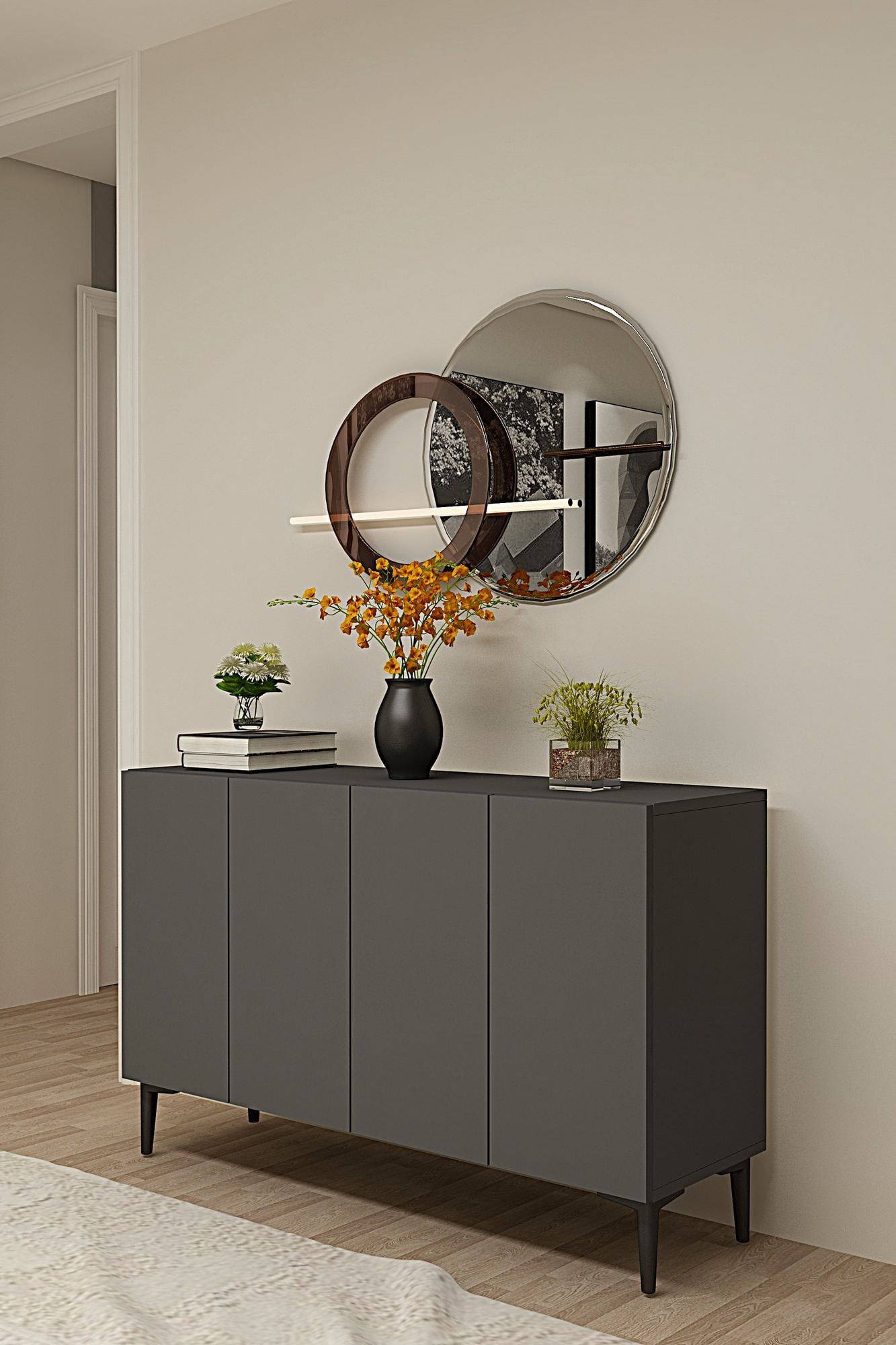 Consola Aplos 120, 120 x 79 x 32 cm, PAL melaminat, spatiu de depozitare, fixare pe perete — imaginea 7