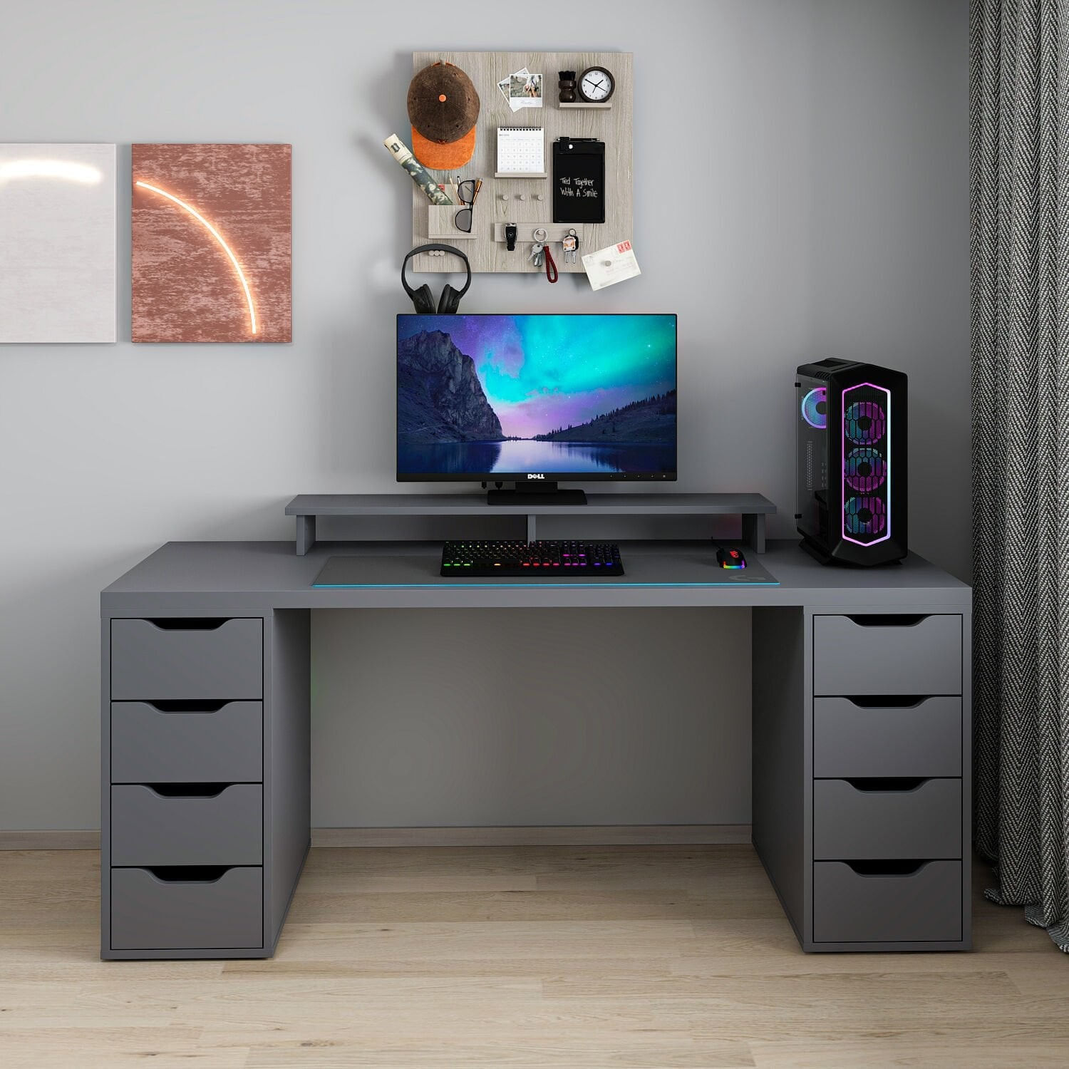 Birou Alen 180cm 8 Drawer, 180 x 75 x 60 cm, PAL melaminat — imaginea 6