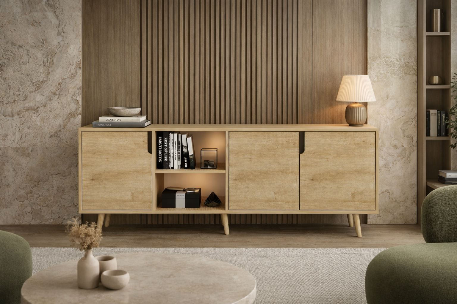 Consolă Latina Modern 180, 180 x 80 x 45 cm, PAL melaminat, spațiu de depozitare, fixare pe perete, capacitate 30 kg — imaginea 3