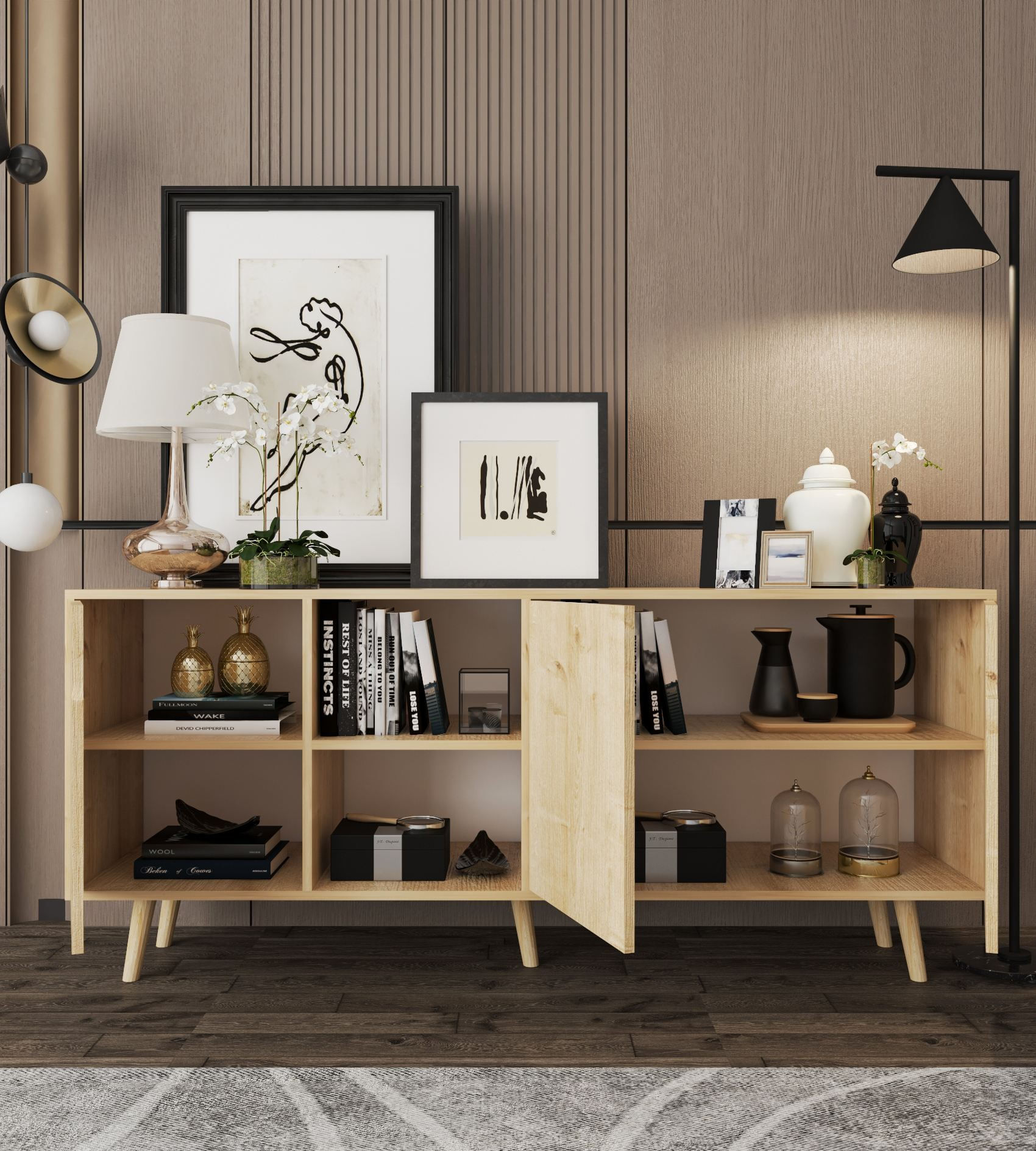Consolă Latina Modern 180, 180 x 80 x 45 cm, PAL melaminat, spațiu de depozitare, fixare pe perete, capacitate 30 kg — imaginea 4
